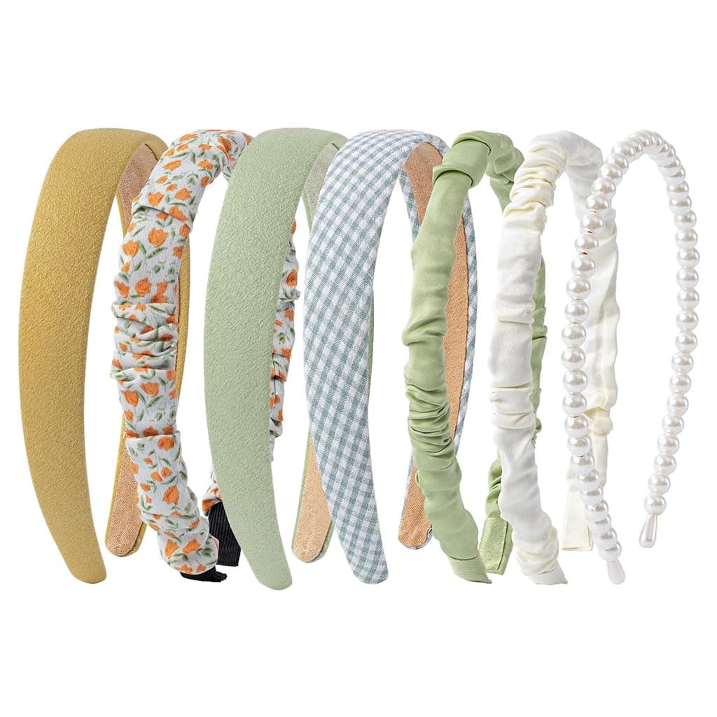ZIBUYU® 7Pcs Stylish Floral Wide Hair Band for Girls Kids Non-Slip Comfortable Hair Accessories for Kids Girls & Women Stylish, for Daily, Parties, Weddings