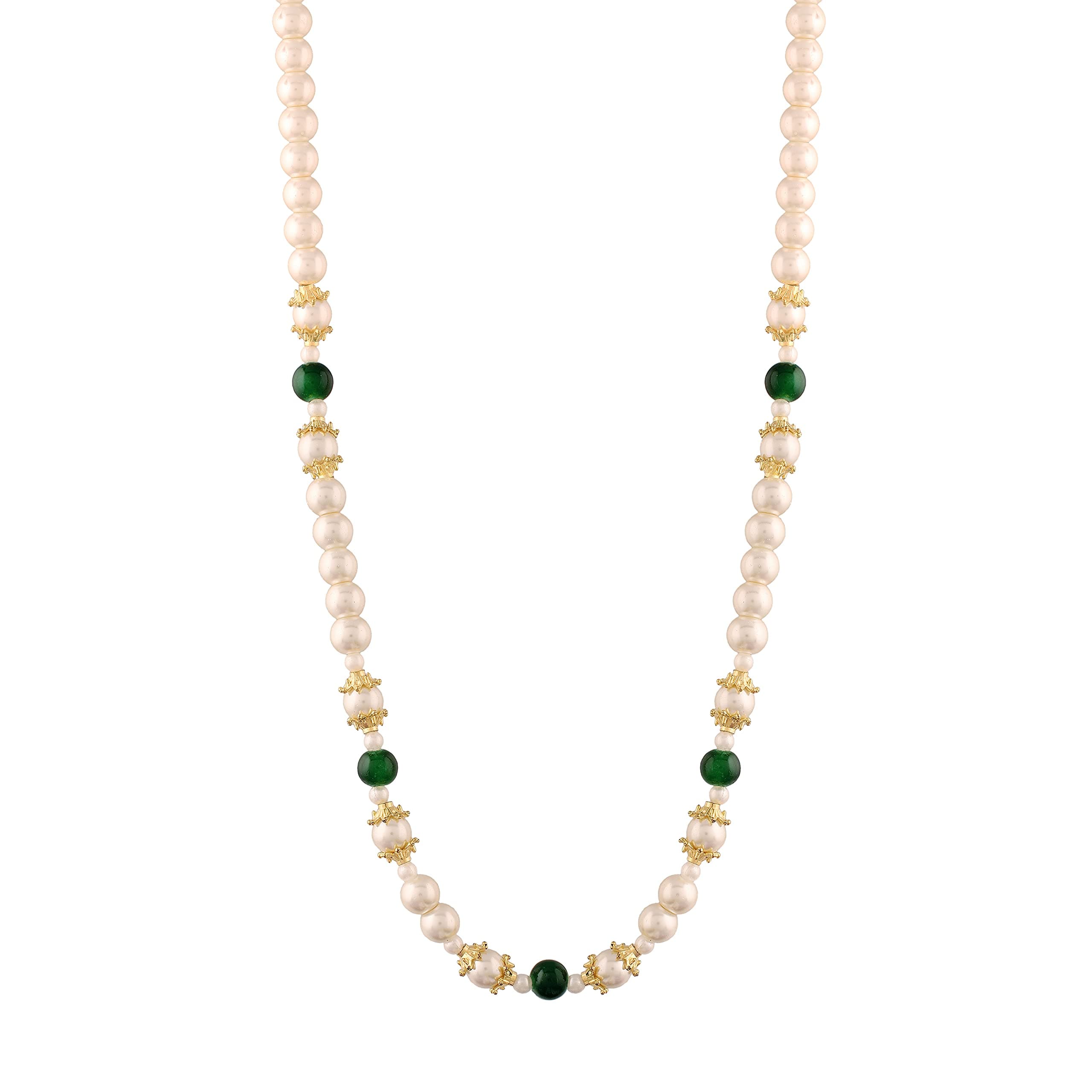 I Jewels Single Layered Traditional Gold Plated Dulha Moti Mala with Beads Maharaja Haar/Groom Necklace for Men (MLP38)