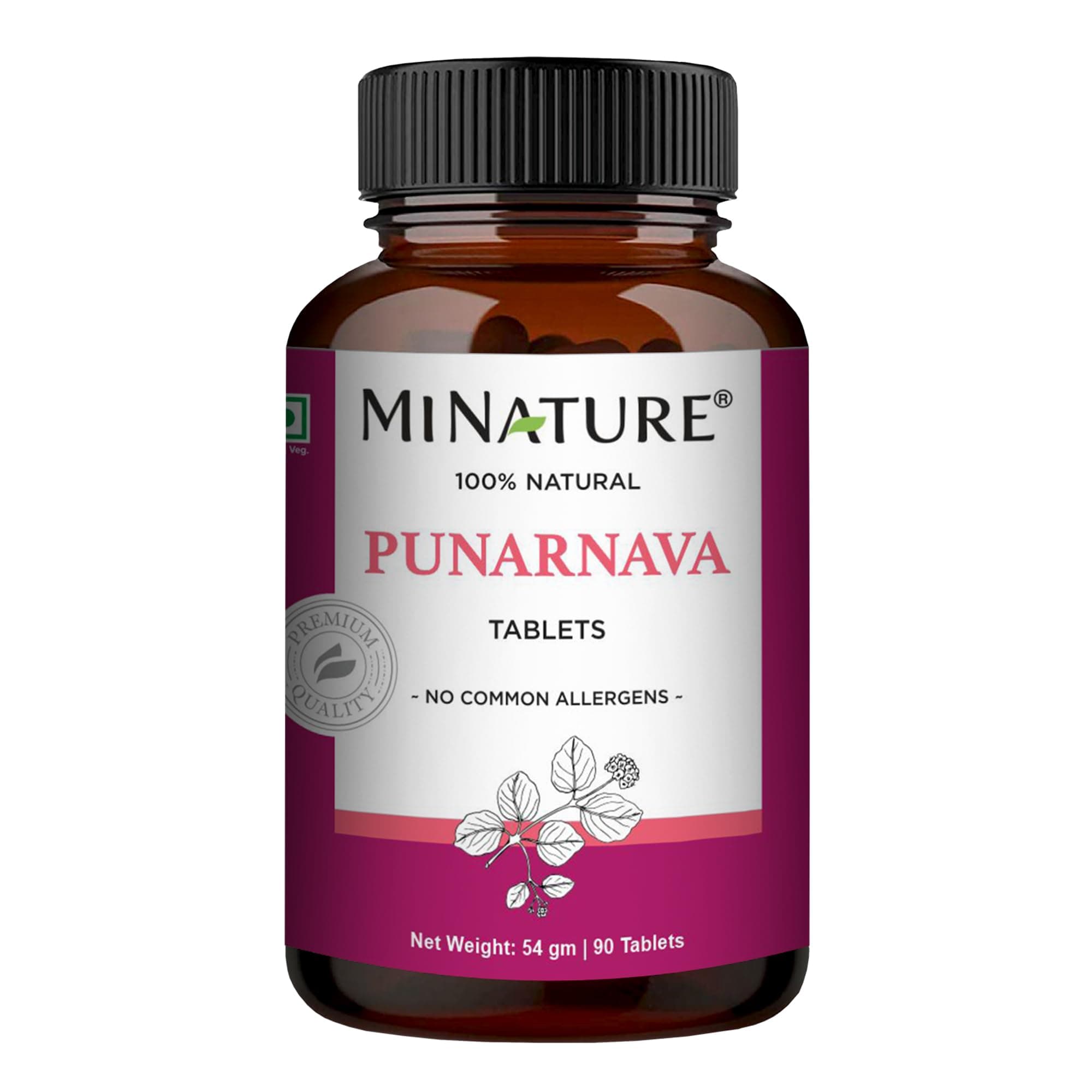 mi nature Punarnava Tablets (Boerhavia diffusa) | 500mg X 90 Tablets, 45 Day supply