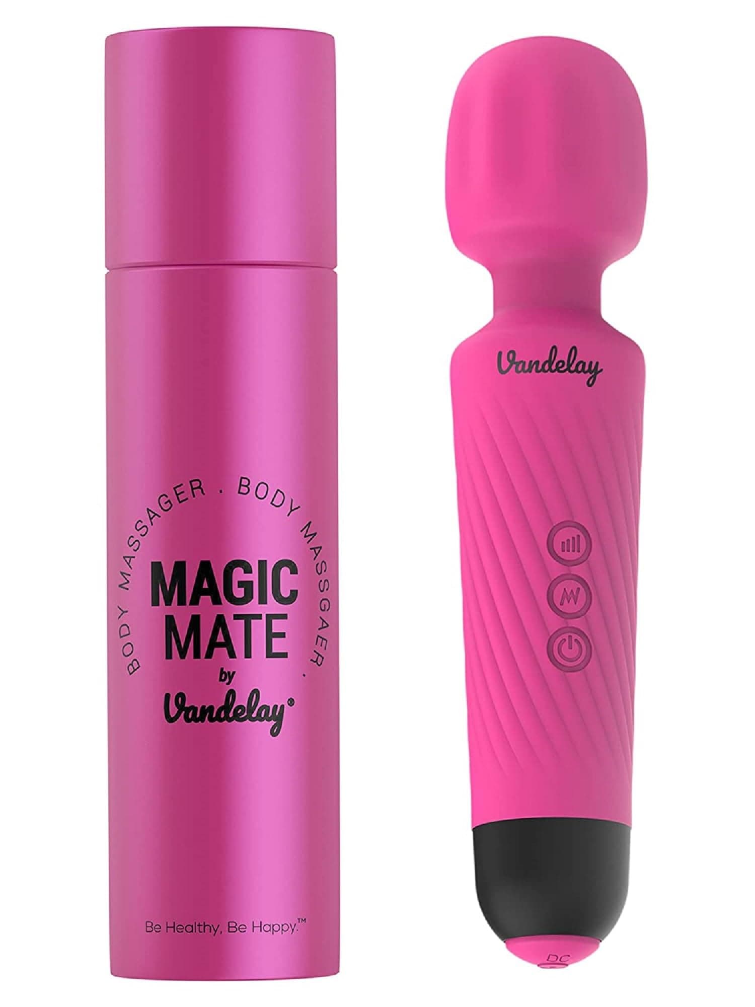 Vandelay Full Body Massager for Women & Men, Rechargeable Wireless Massager Machine for Pain Relief, Handheld Massager with Medical Grade Silicone, 8 Speeds, 20 Modes Mist, Pink