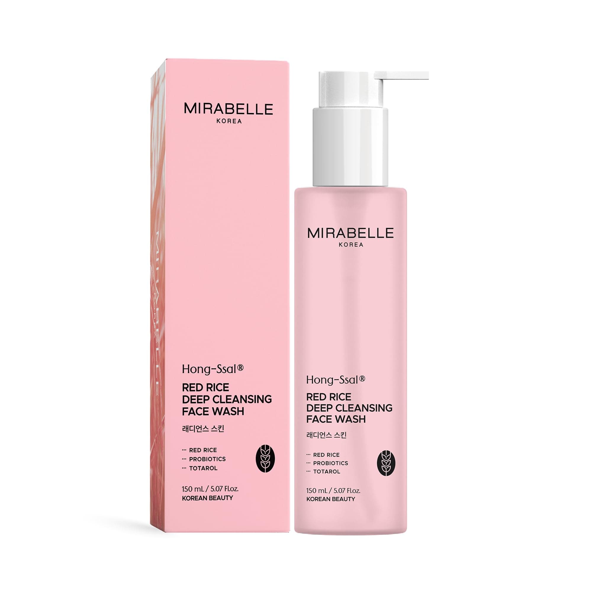 Mirabelle Korea Red Rice Deep Cleansing Face Wash for Glowing Skin 150 ML | Face Cleanser for Women & men | Korean Skin Care