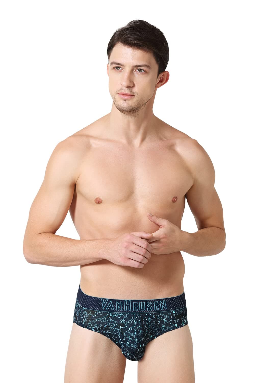 Van Heusen Men Breathable AIR Series Active Briefs - Polyamide Elastane - Swift Dry, 4-Way Stretch, Ultra Light Mesh_40008_Blue APM02_XL