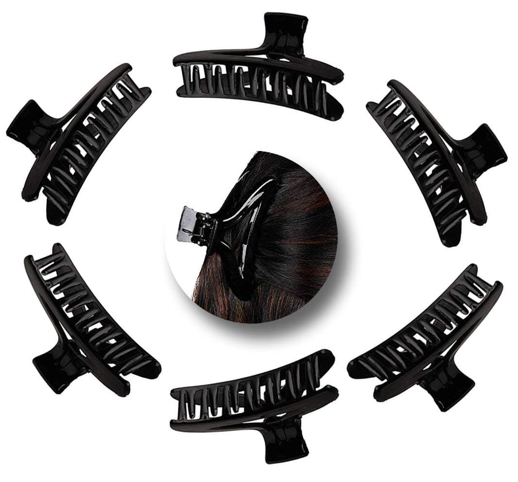 BHARATGAURAV Medium Hair Claw Clips for Women & Girls | Strong Grip Hair Clutcher Clips for Thick & Medium Hair | Durable Plastic Styling Hair Accessories for Everyday Use | Combo Pack of 6