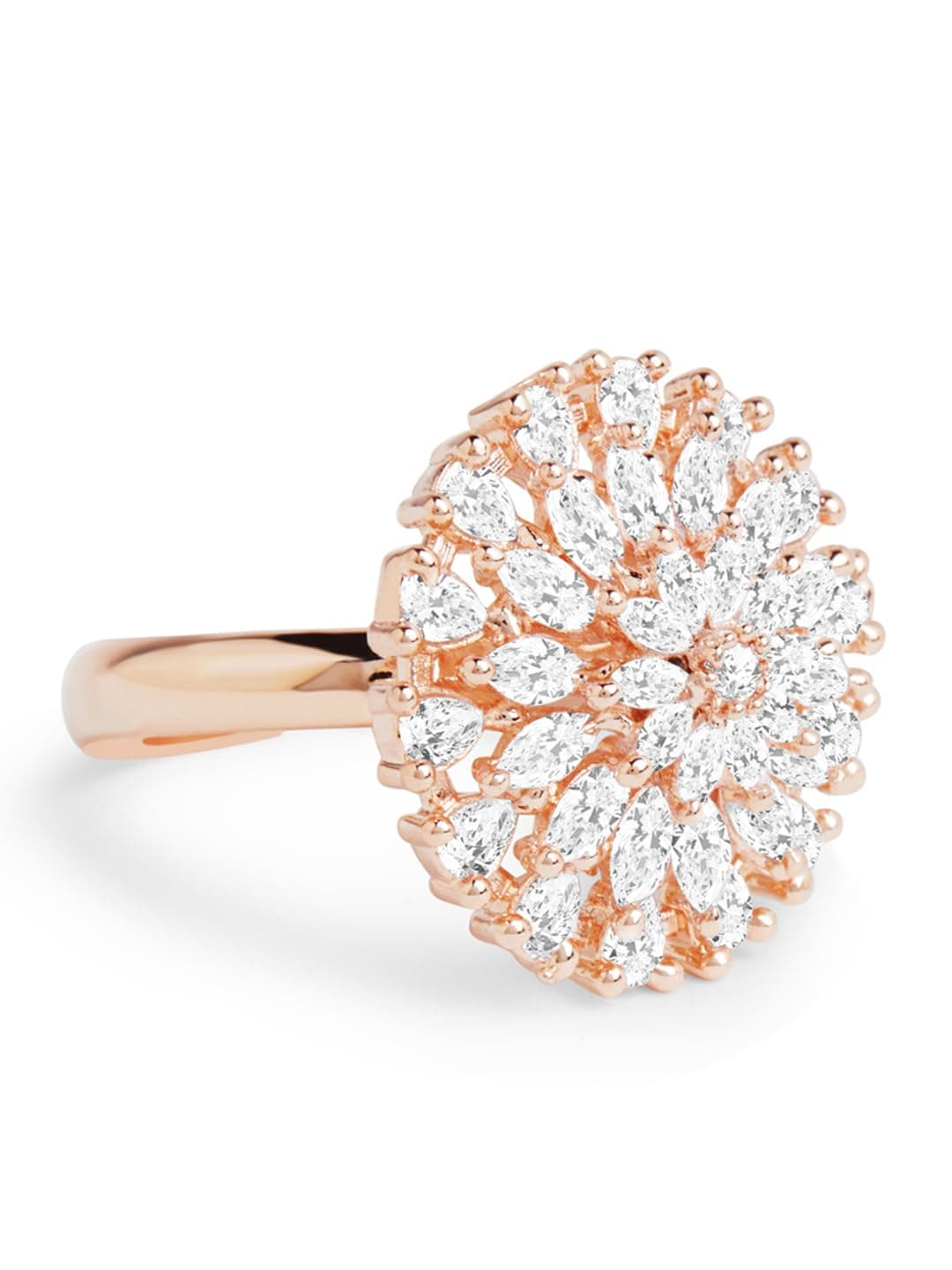 ZAVERI PEARLS Rose Gold Dazzling Cubic Zirconia Party Bling Statement Brass Adjustable Finger Ring For Women-ZPFK17360