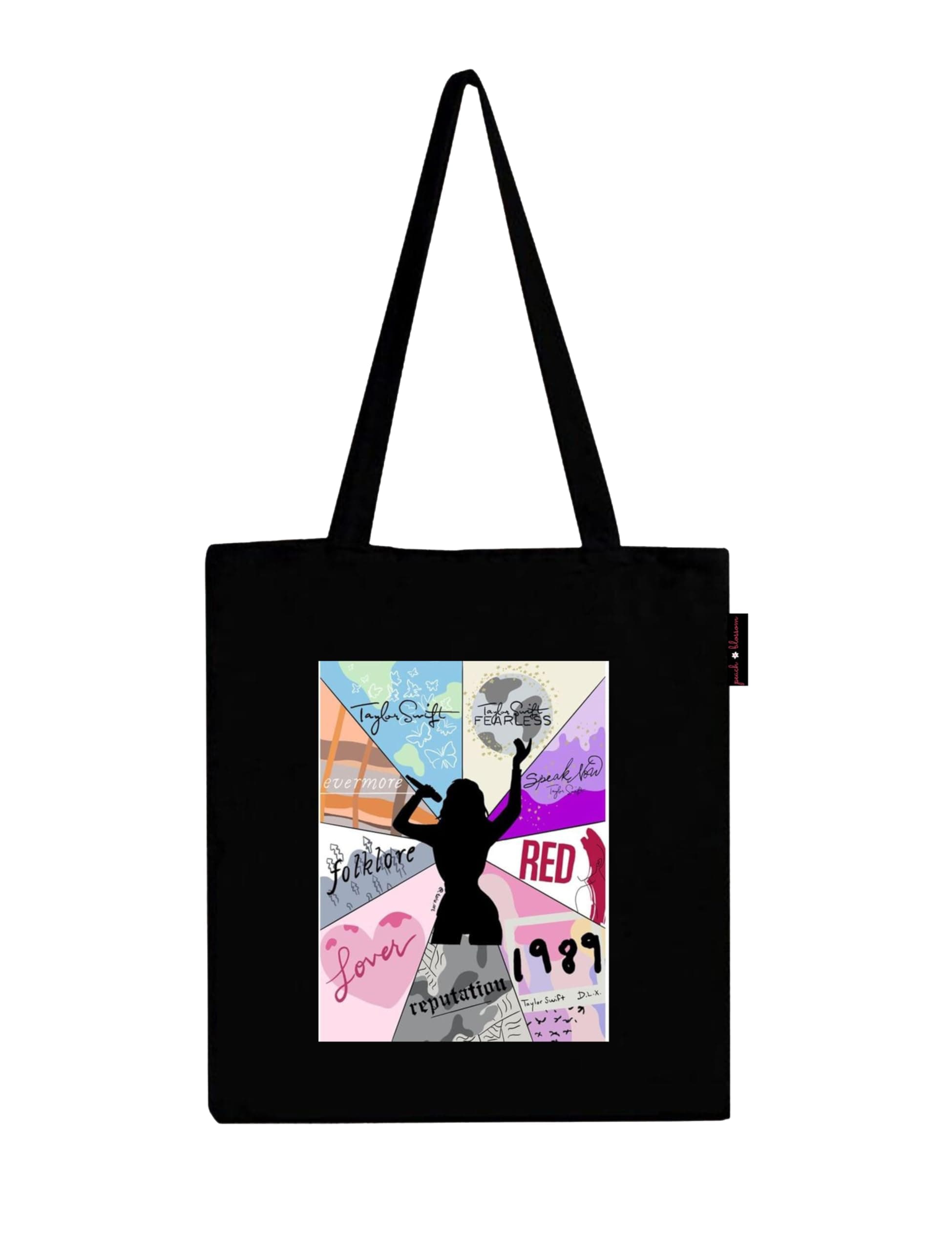 Peach Blossom Women's Printed Cotton Zipper Tote Bags | Zipper With Pouch | Eco-Friendly Cotton Handbags | Canvas Tote Bags for College & Workplace