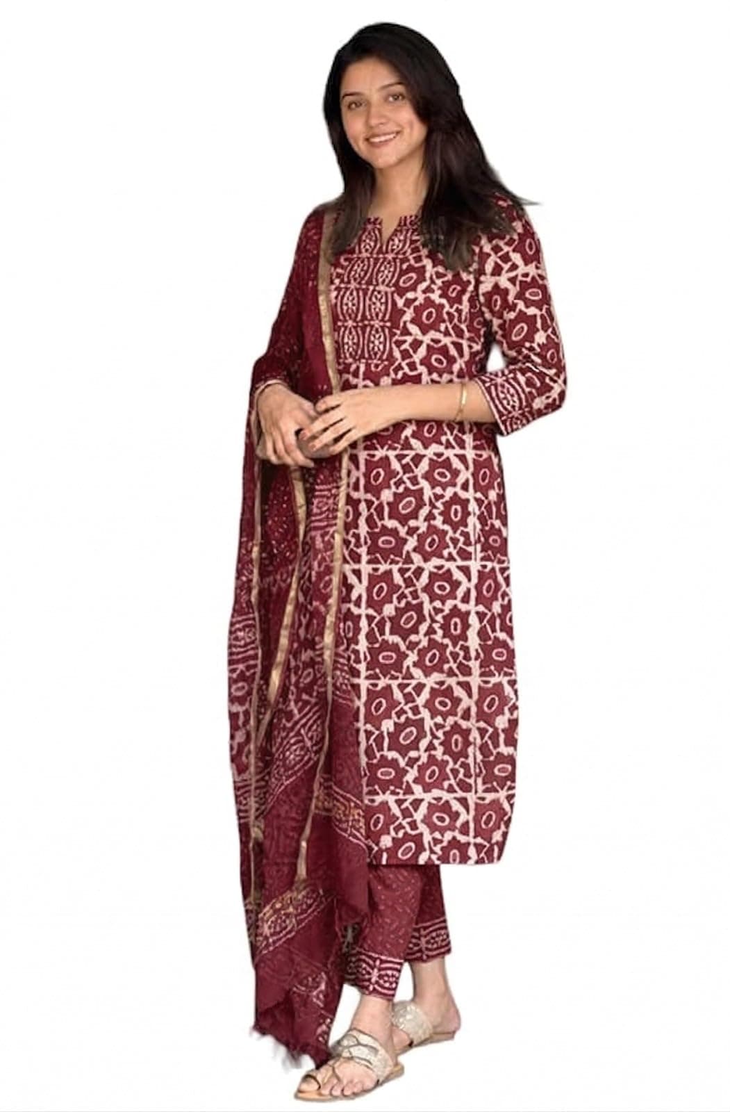 KLOSIA Women's Printed Straight Kurta and Pant with Dupatta Set