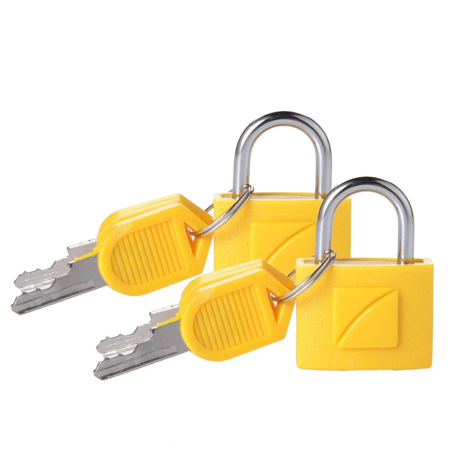Travel Blue Identi Yellow Luggage Lock Pack of 2 | Key Operated Suitcase Padlocks | Solid Brass Travel Security Locks for Luggage, Backpacks & Travel Bags