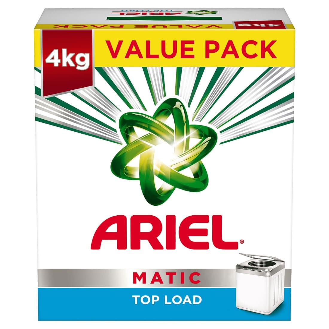 Ariel Matic Detergent Powder Top Load - 3kg +1kg free | Removes 100 Tough Stains in 1 wash | Specially Designed for Washing Machines | Fresh Fragrance