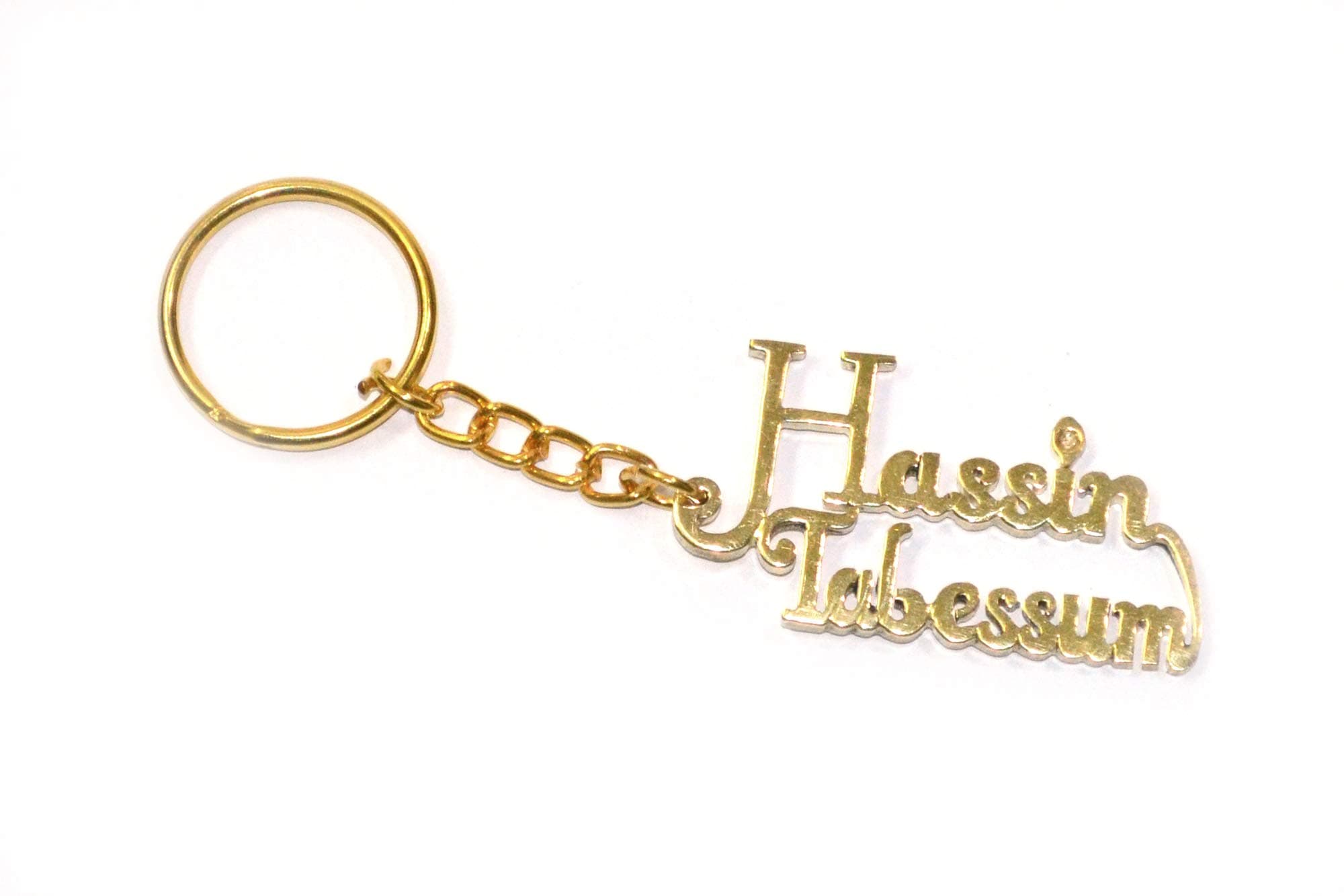 a1citycentral Personalized Keychain with 2 Names in 2 Lines Up to 8 Letters(Gold)