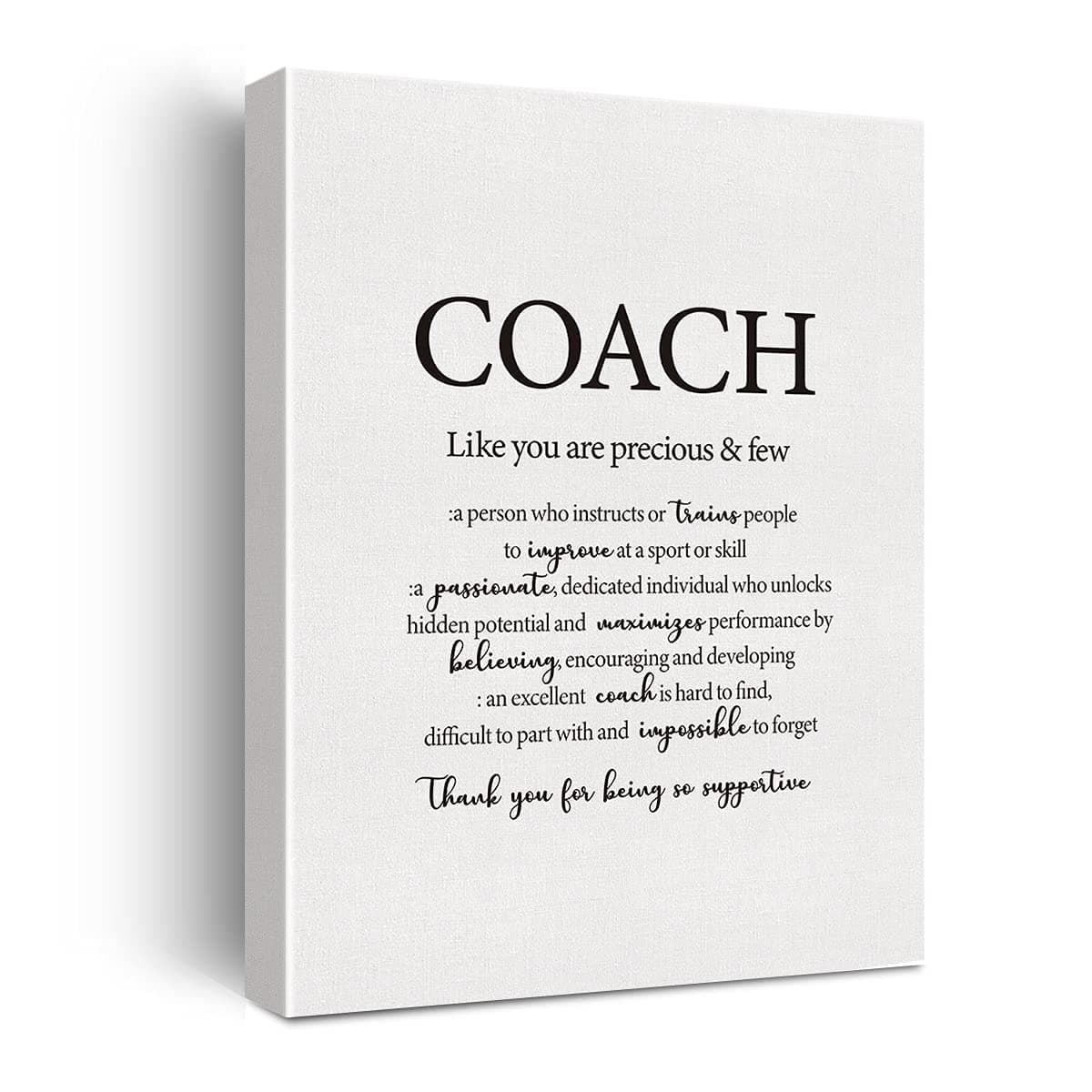 Coach Gifts for Women Men,Thank You Coach Poster Canvas Wall Art Painting Ready to Hang for Home Office Decor Coach Retirement Gift Mentor Gifts - Easel & Hanging Hook 11.5x15 Inch