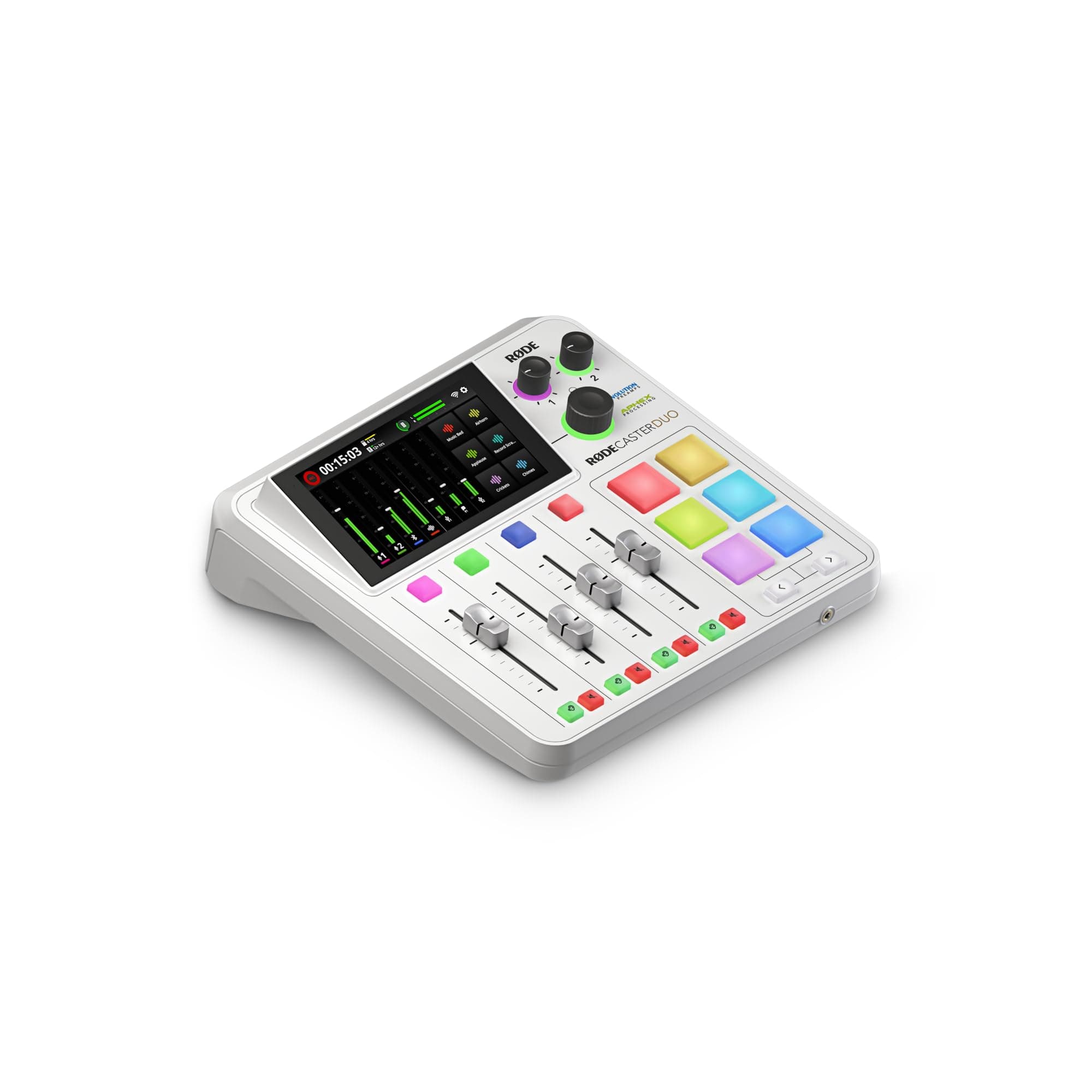 Rode Caster Duo Compact All-In-One USB Audio Production Solution Analog Mixing Console For Podcasting, Streaming, Music Production And Content Creation (White), Gray