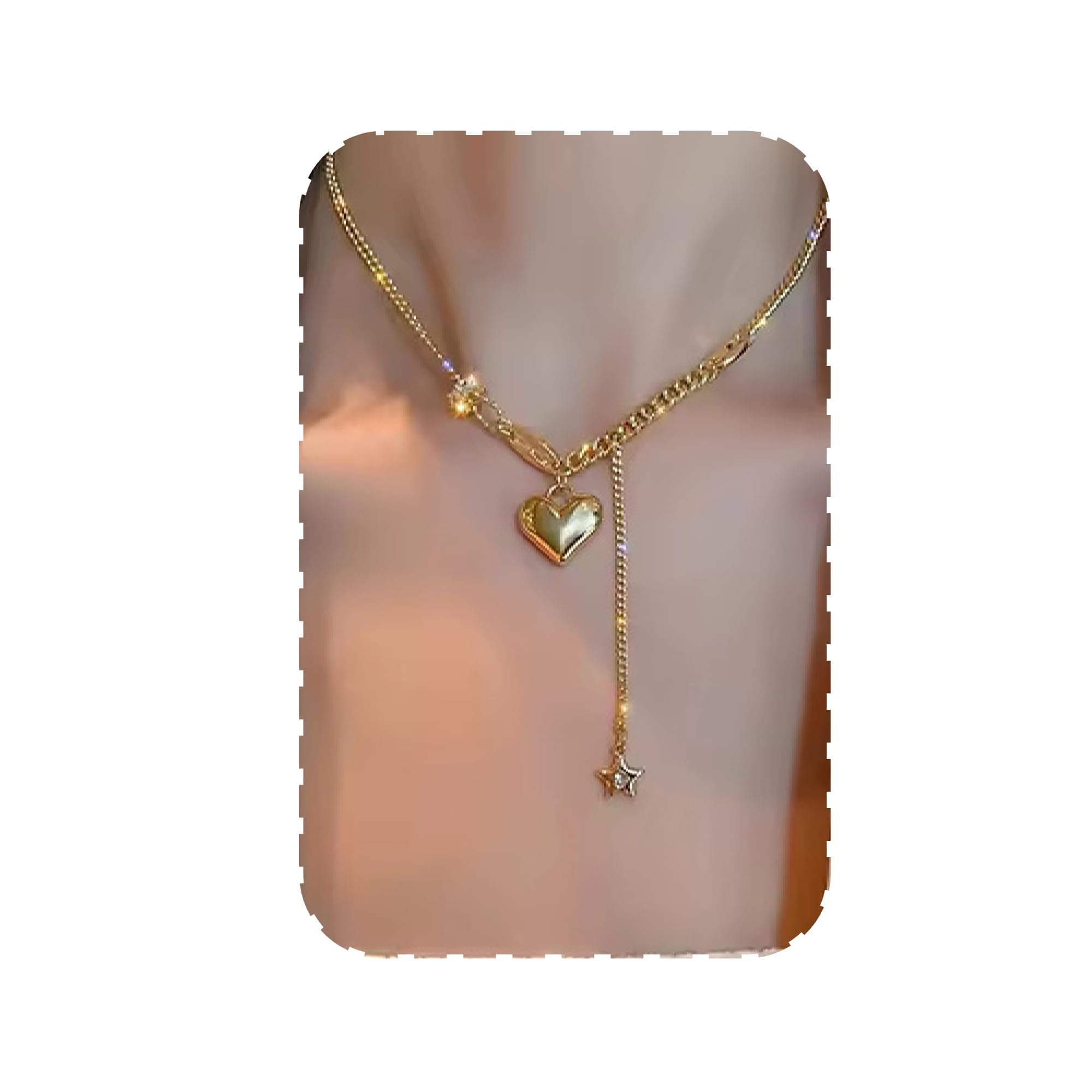 Fashion Frill Necklace For Women Stainless Steel Heart Multi Layer Golden Chain Necklace For Women Girls Love Gifts Womens Jewellery