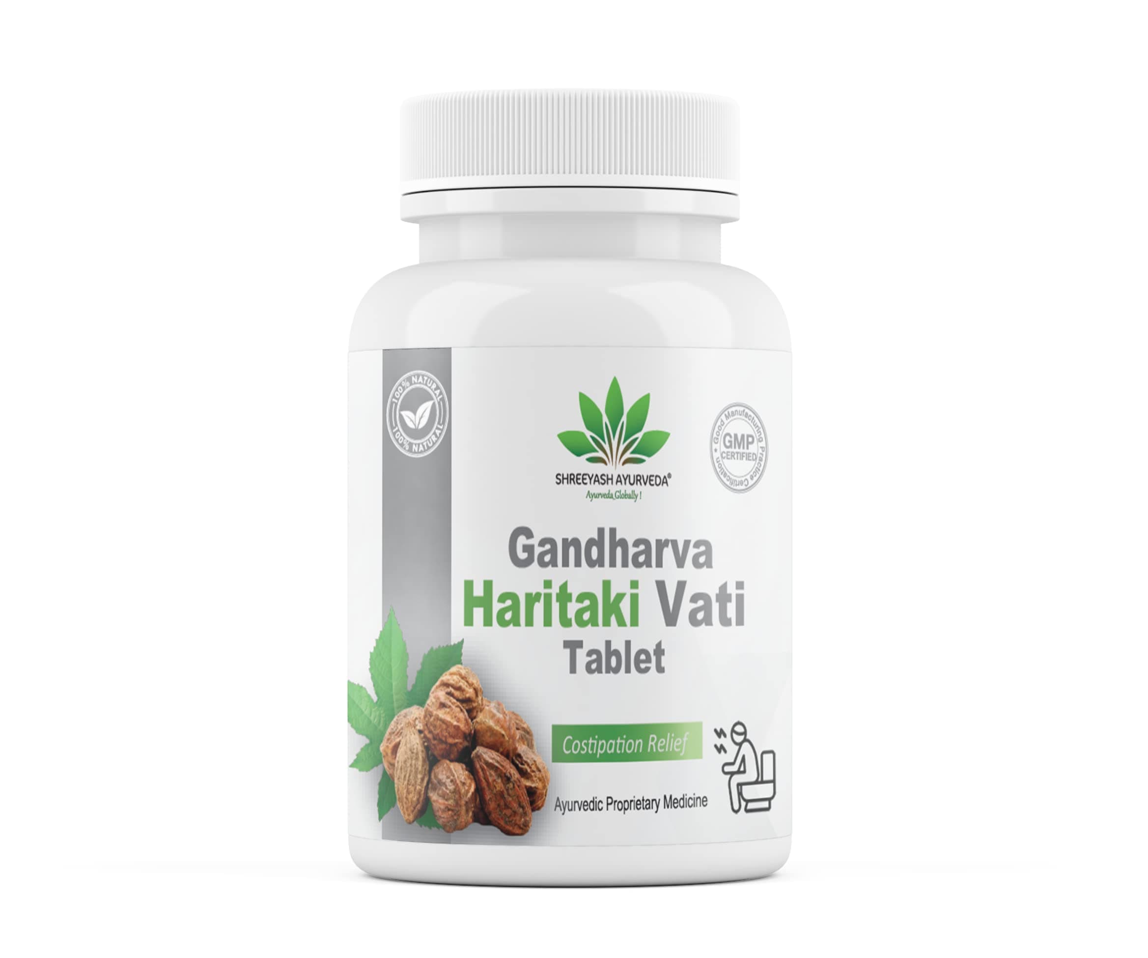 SHREEYASH AYURVEDA Gandharva Haritaki Vati Helps In Indigestion And Regulates Bowel Movement Helps In Constipation Relief And Gastric Troubles 60Tablets