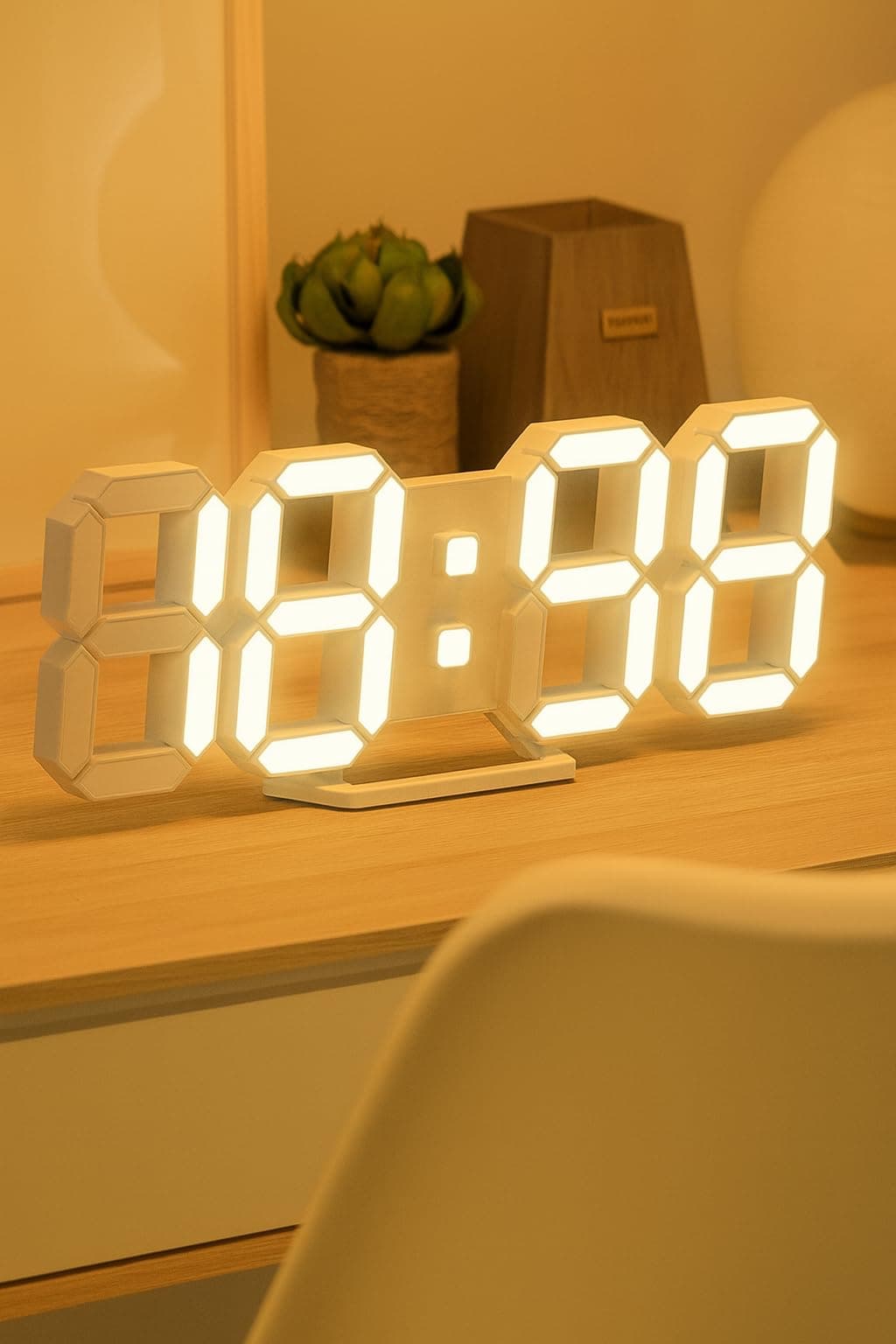 Dangfly Digital Led Clock Acryalic 3D LED Digital Wall Clock Digital Clock Wall Hanging,Auto-Adjustable Brightness,at Night12/24Hr Works on Electricity, Bedroom (Pack of 1), White