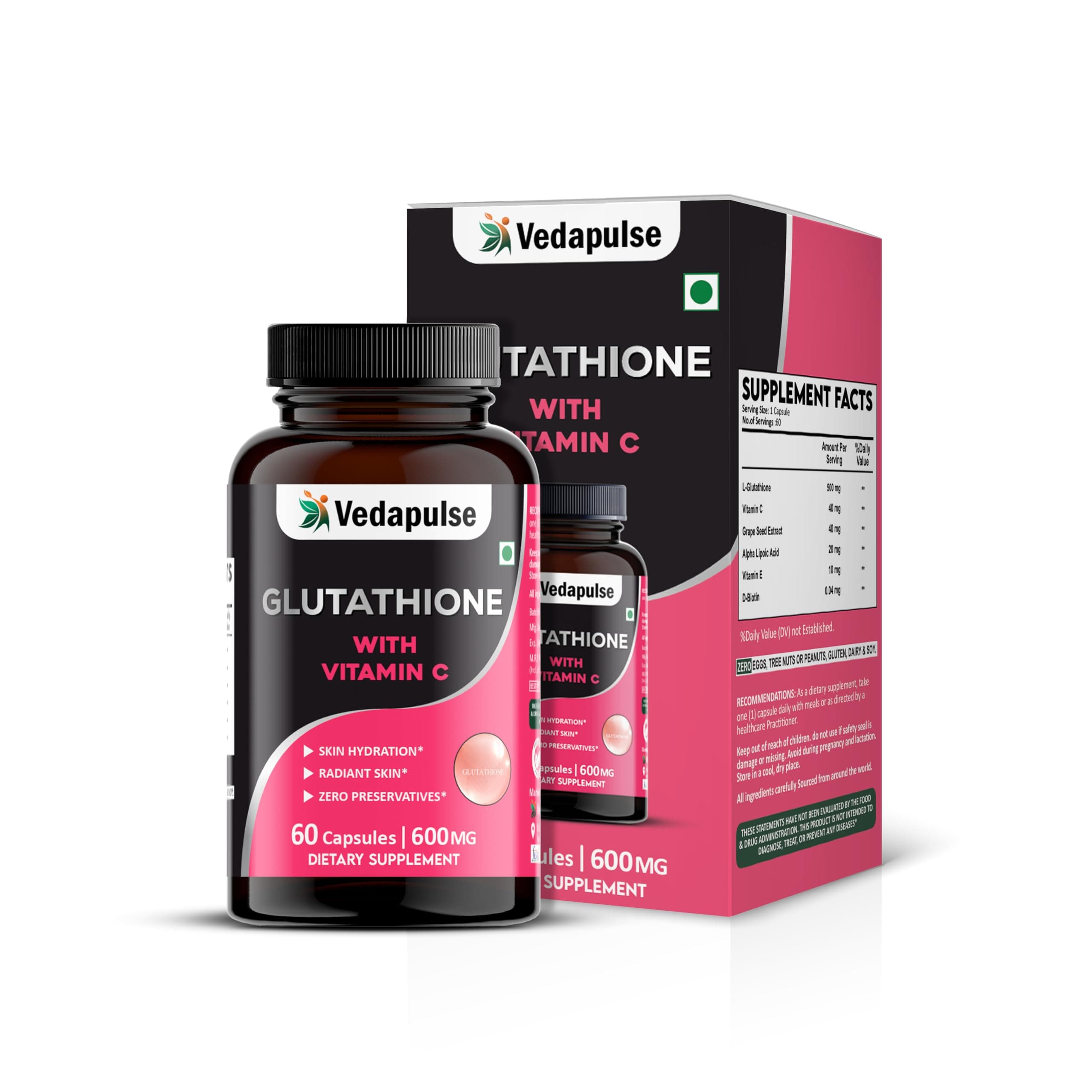 Vedapulse Glutathione with Vitamin C Capsules
