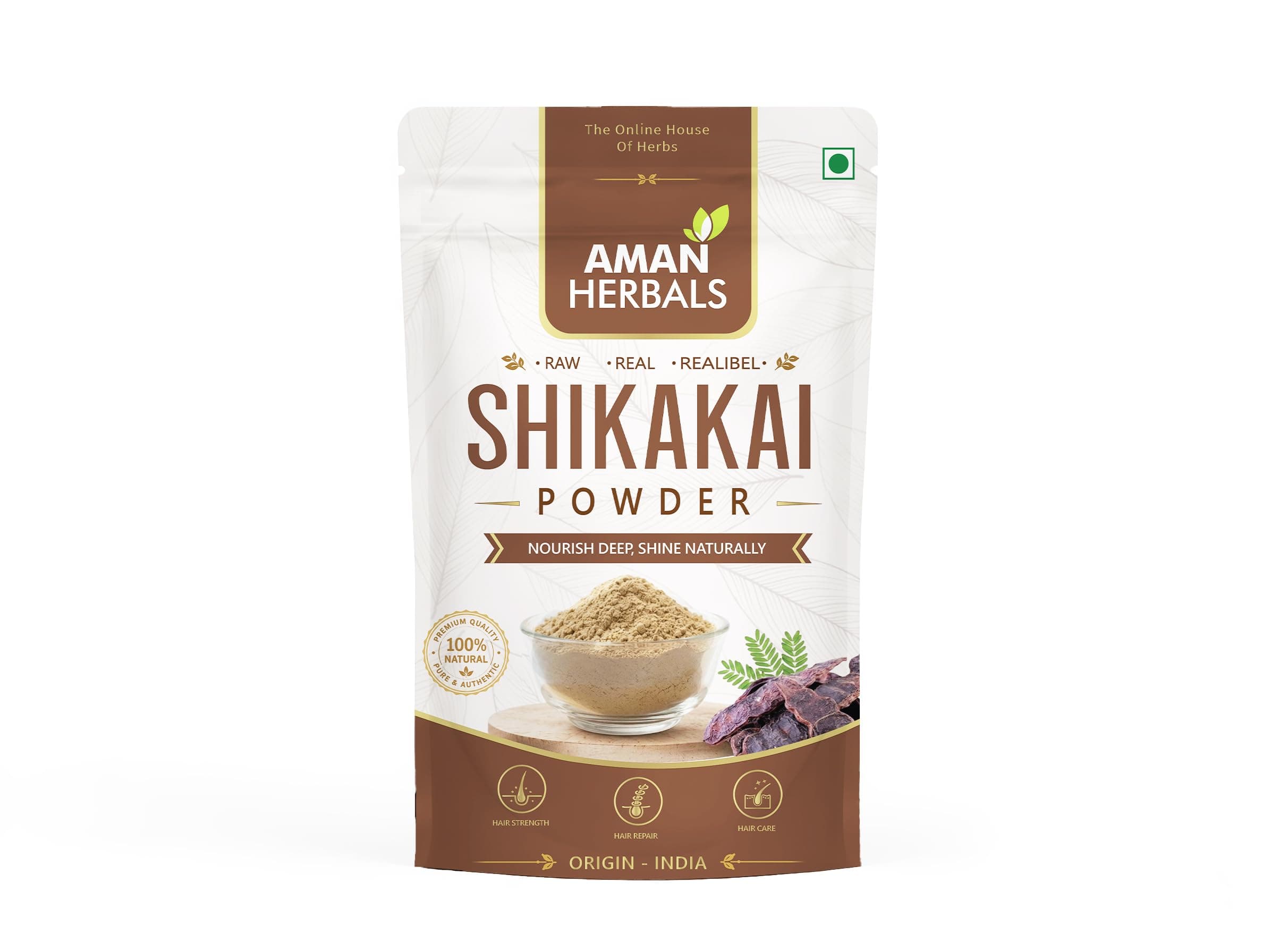 Aman Herbals Shikakai Powder | Natural Hair Cleanser & Shampoo Powder | For Hair Wash, Hair Growth & Dandruff Control | 100% Pure