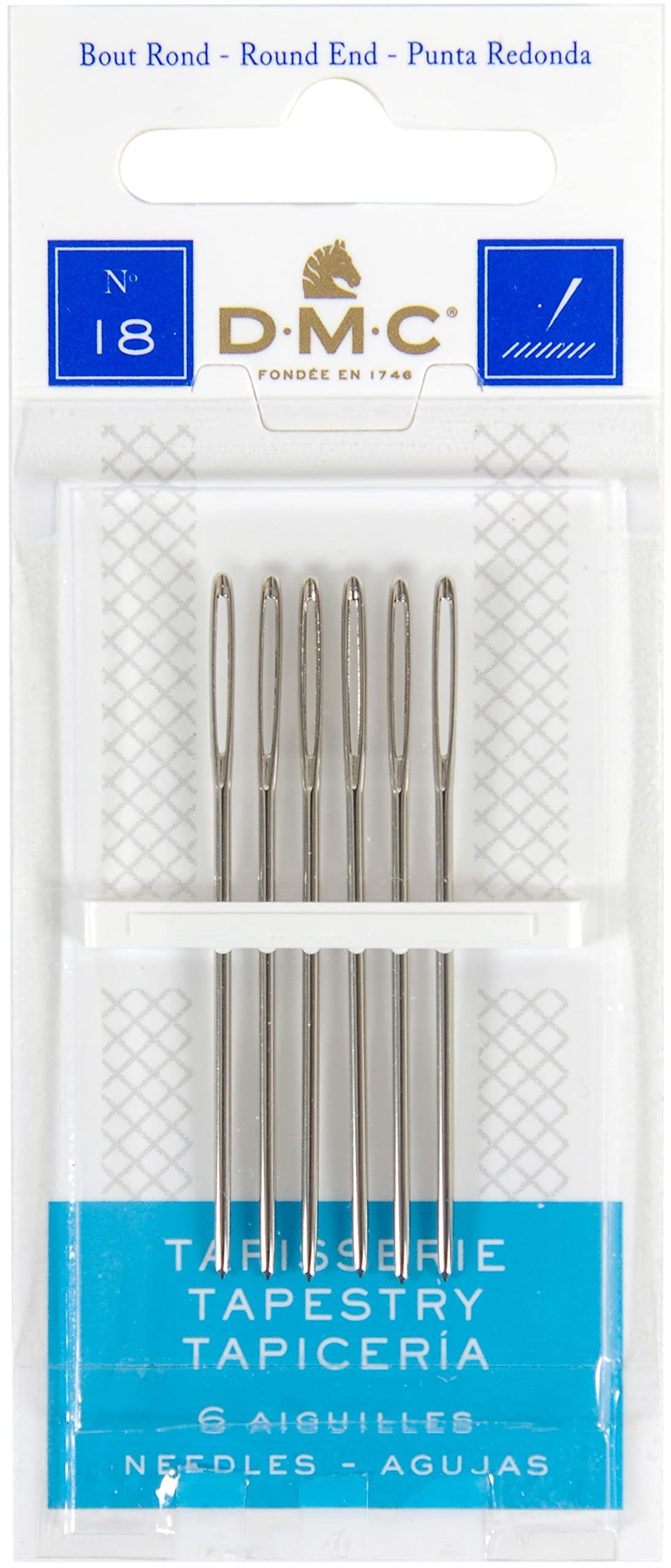 DMC 1767-18 Tapestry Hand Needles, 6/pkg, Size 18