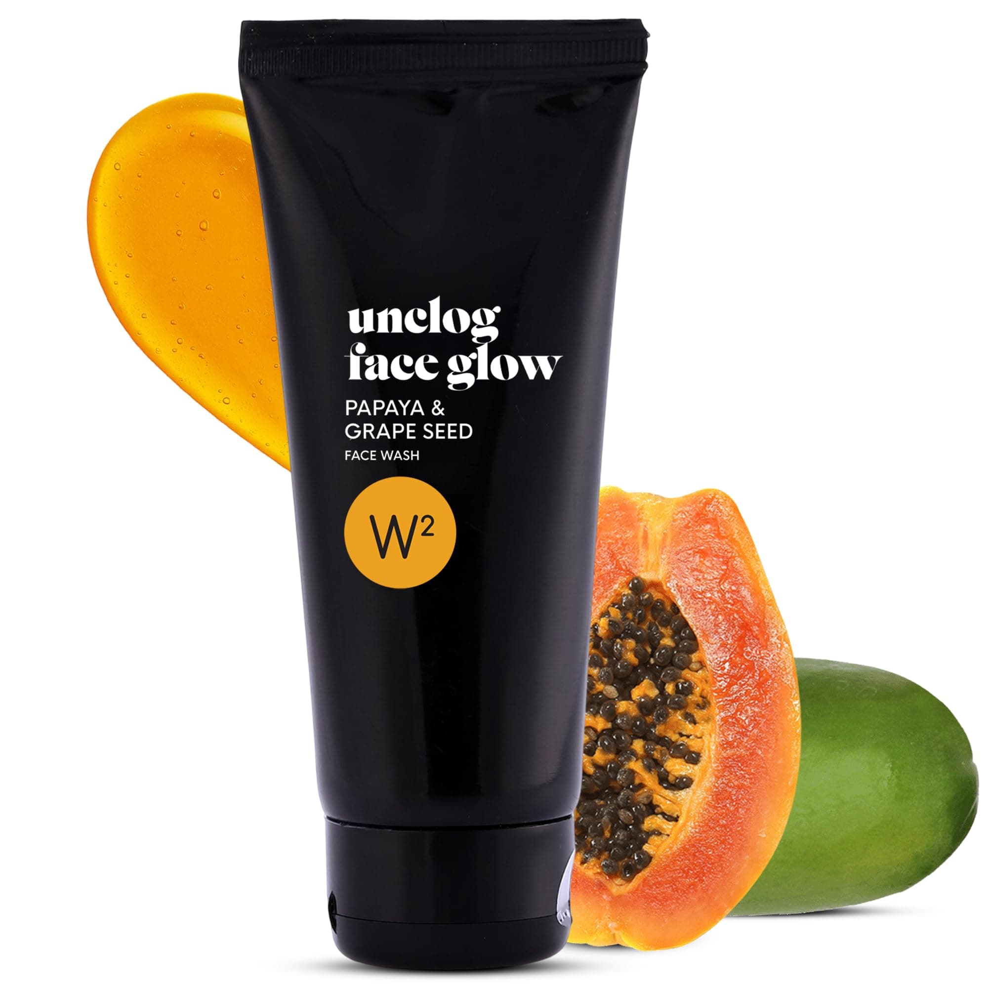 W2 Papaya Deep Cleanse Face Wash with Papaya & Grape Seed | Face Wash for Glowing & Clear Skin, Gentle Cleanser for Brightening, Pigmentation & Dark Spots | For All Skin Types, Men & Women (100ml)