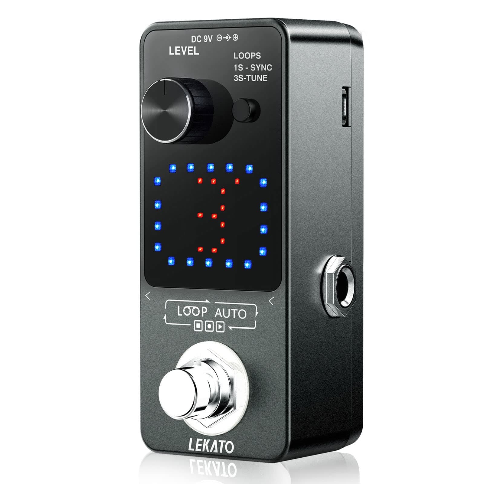 LEKATO Looper Pedal, Loop Pedal for Electric Guitar Bass Guitar Looper Pedal with SYNC & Tuner Function Triple Guitar Loop Pedal with LED Screen Unlimited Overdubs 3 Loops 18 Minutes Record Time(Grey)