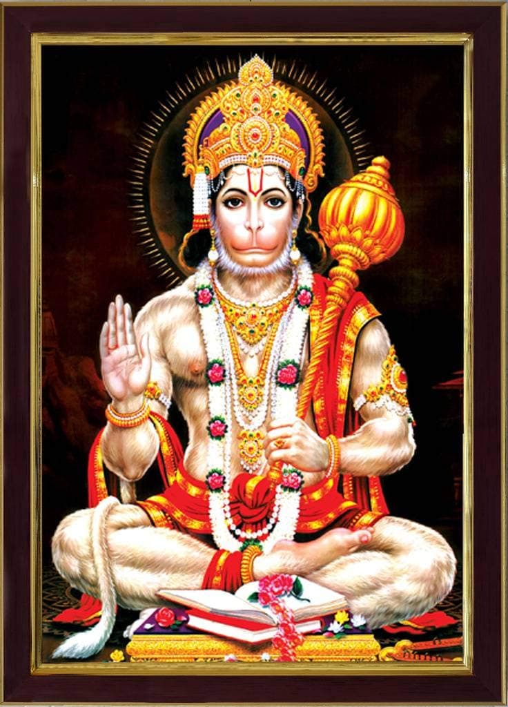 SAF paintings Lord Hanuman Ji SAFR3299 Sparkle Coated Digital Print Painting (13.25 inch x 9.25 inch) SAFR3299