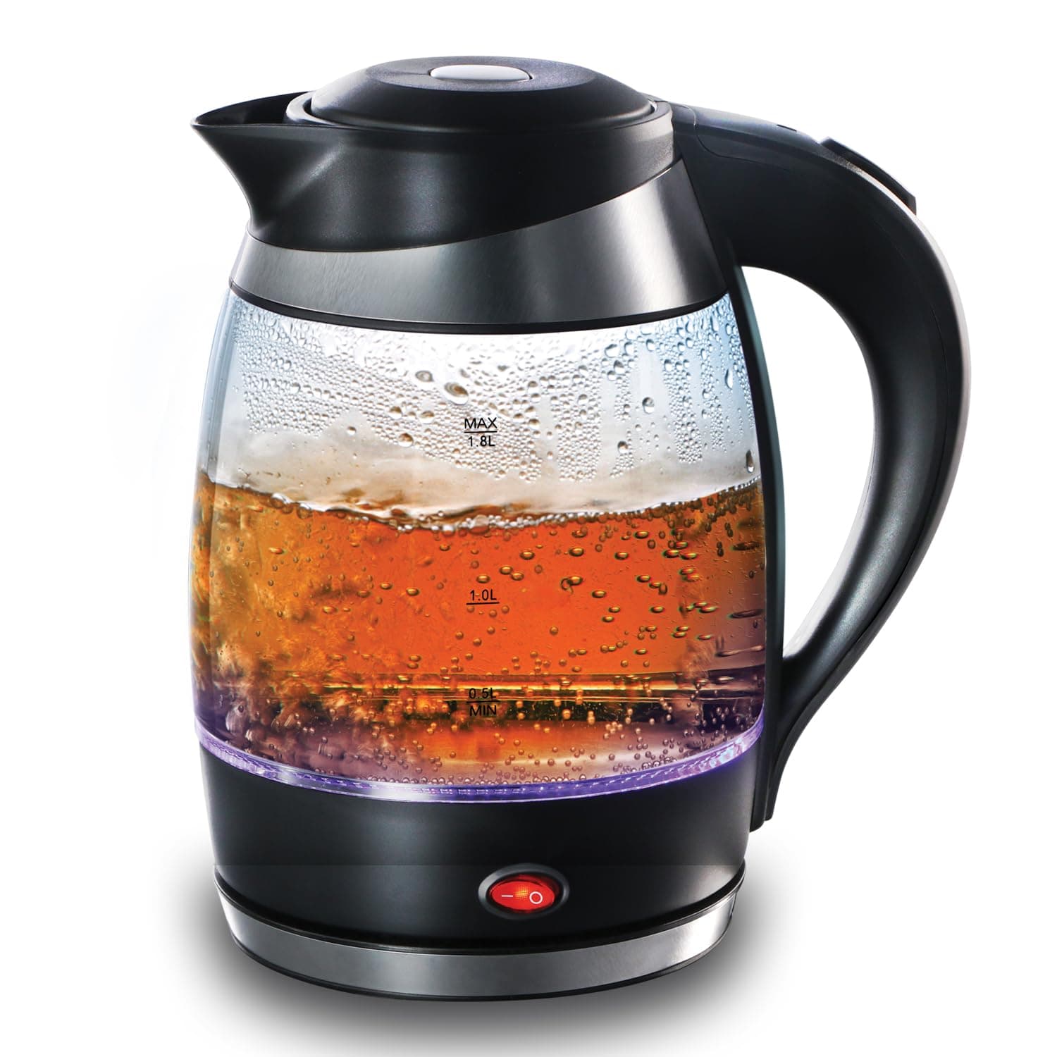 Hawkins Futura 1.8 Litre Electric Glass Kettle, 1300W Electric Hot Water Kettle for Tea, Coffee, Soup, Gargling, Black (FKTB1)