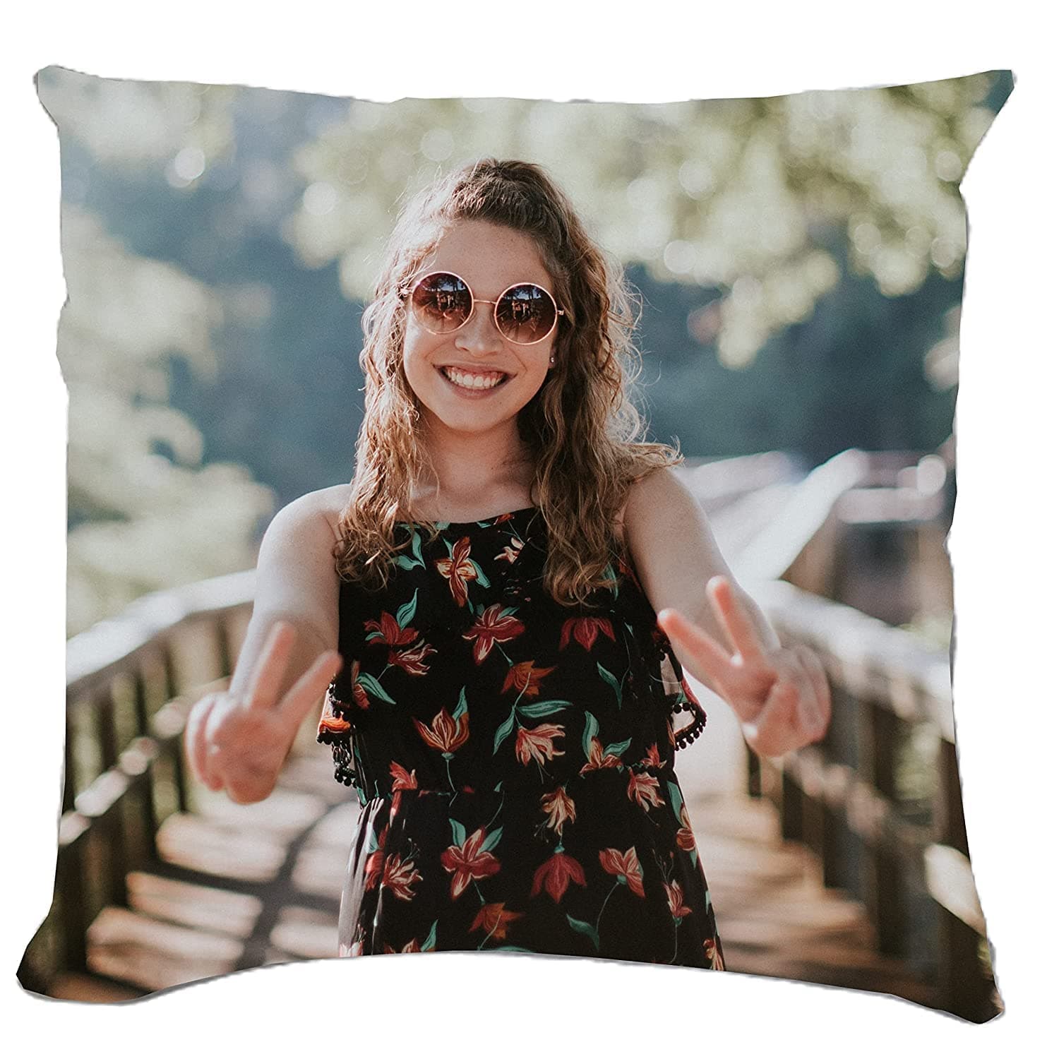 GiftoKing Customized Cushion Pillow, Personalized with Your Photos. Gift for Birthday for Girls (30x30 cm), Multicolour, Pack of 1, 12x12 Inch