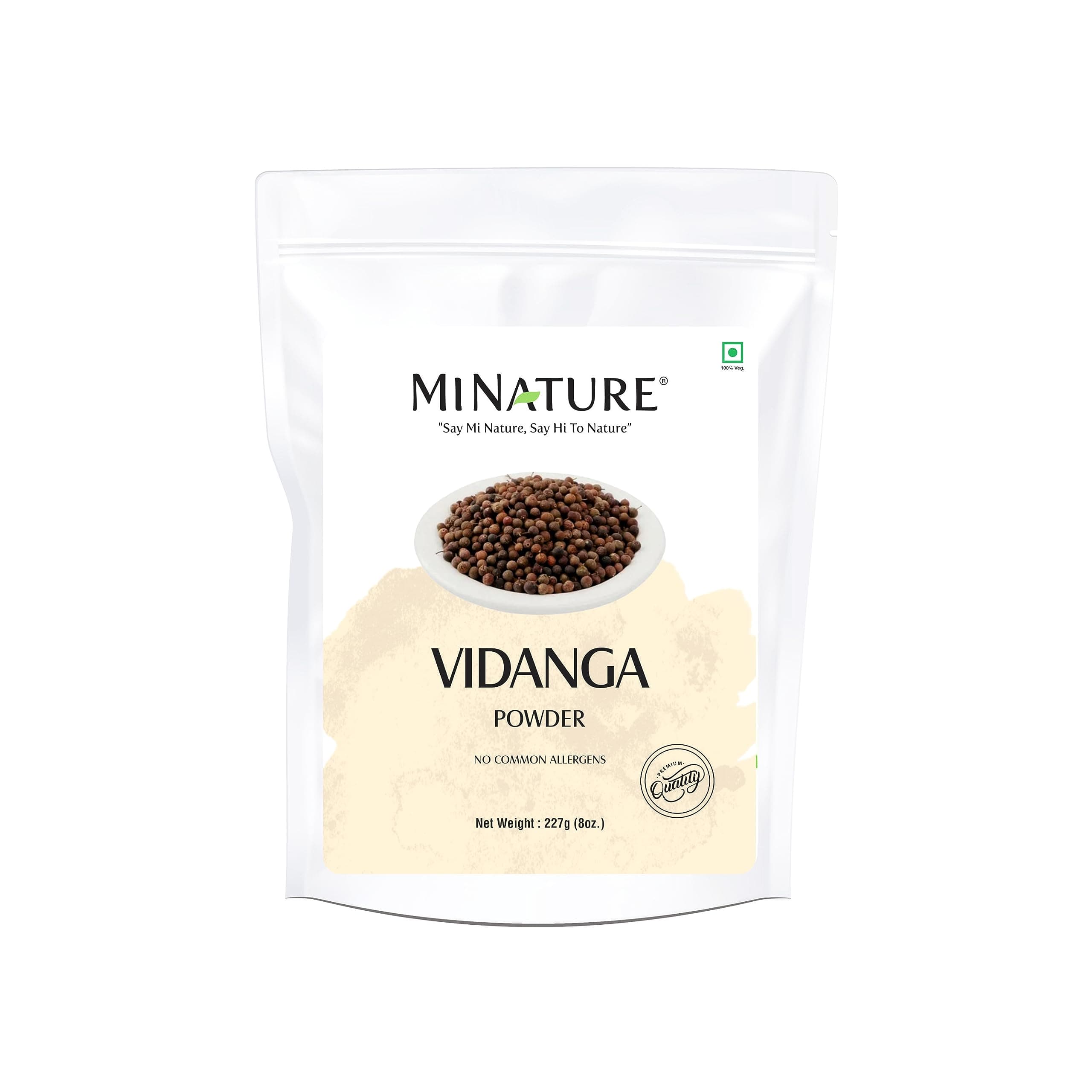 Mi Nature Vidanga Powder 227g (8oz) | Embelia ribes Fruit | 100% Pure Natural Herbal Ingredient | Also Known as False Black Pepper | Resealable Zip Lock Pouch