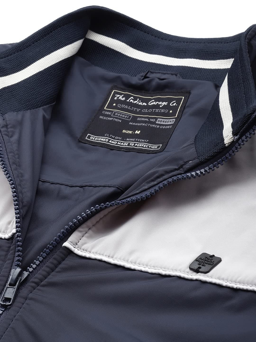 The Indian Garage Co Men Slim Fit Solid Bomber Jackets