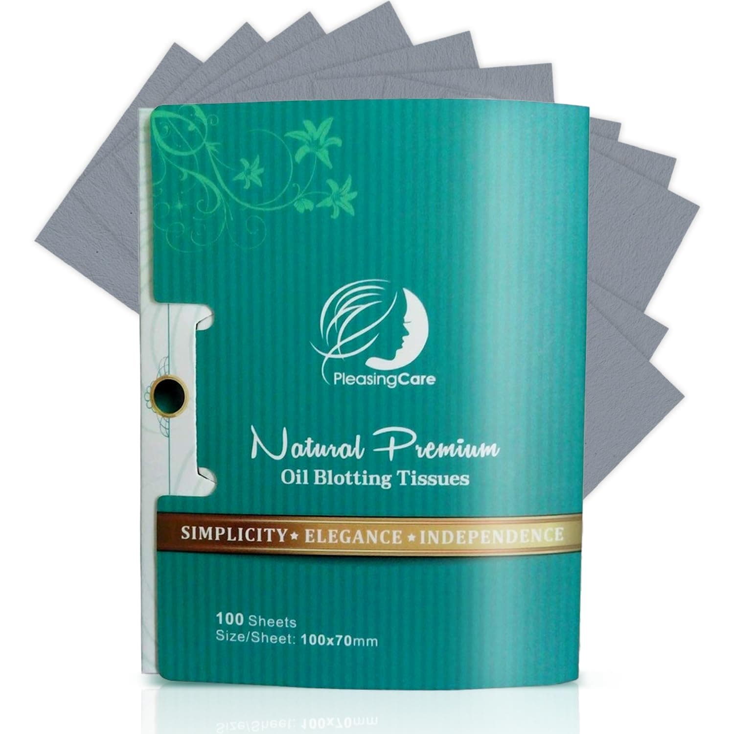 Natural Bamboo Charcoal Oil Absorbing Tissues - 100 Counts, Easy Take Out Design - Top Rated #1 Oil Blotting Paper, Premium Handy Face Blotting Sheets - Facial Skin Care or Make Up Must Have!