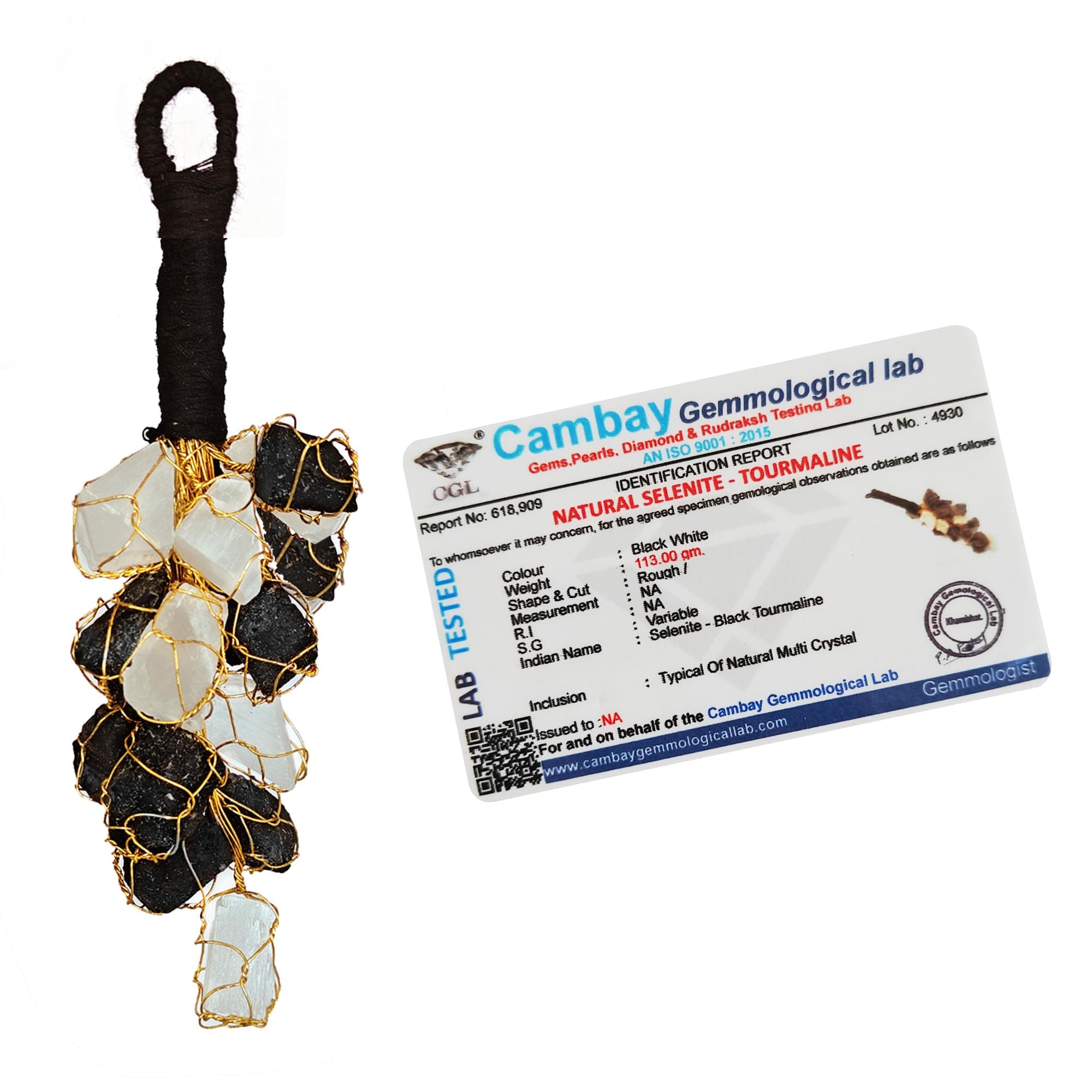 Original Crystal Door Hanging - Selenite Stone and Black Tourmaline Crystals Door Hanging Nazar Battu for Evil Eye Protection, Protects from Black Magic, Blocks Negative Energies