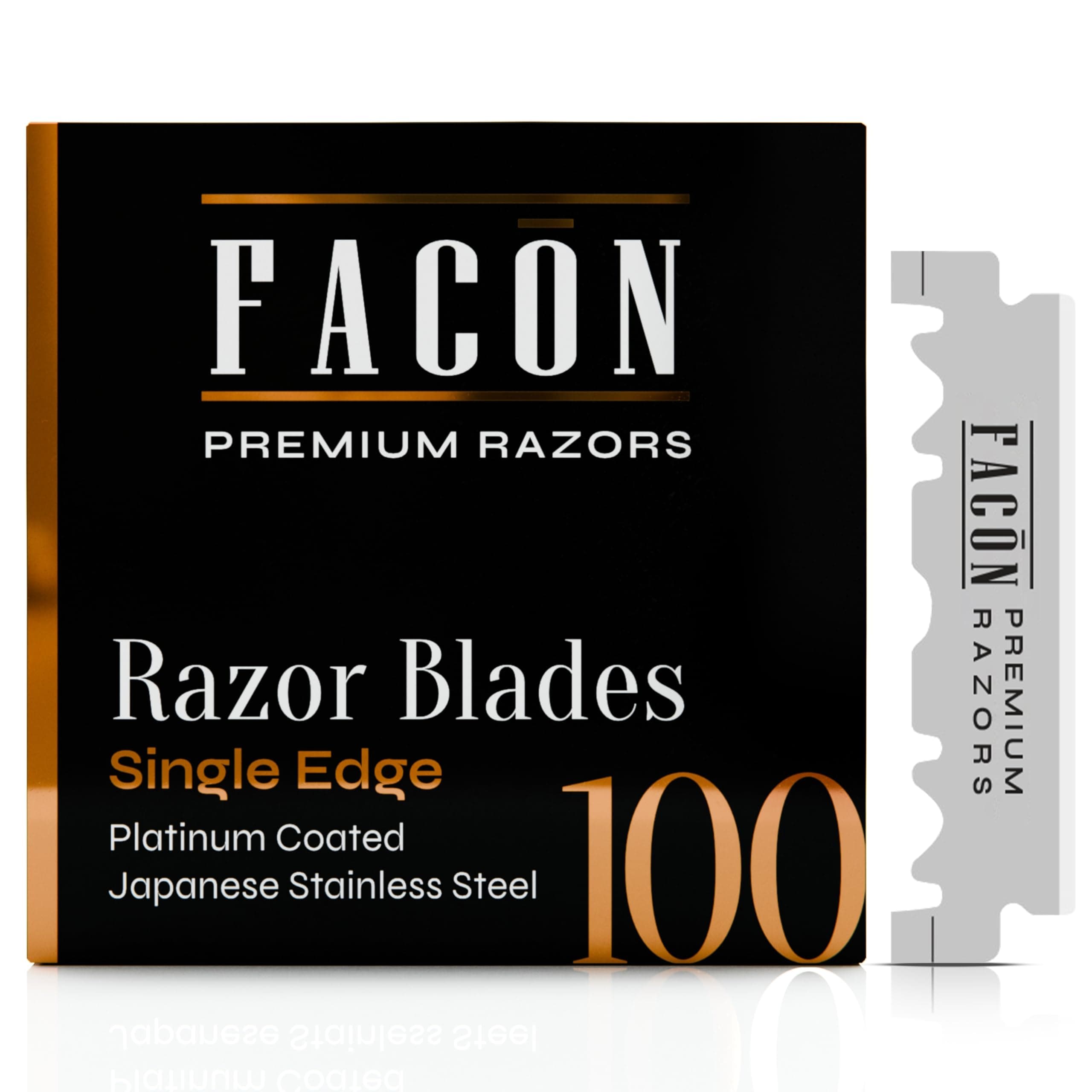 100Ã‚ FacÃƒ³n Platinum Japanese Stainless Steel Single Edge Razor Blades for Professional Barber Straight Razor - 200+ Shaves