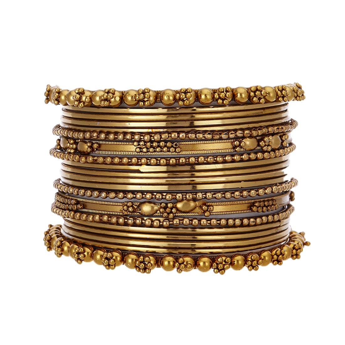 ZENEME Oxidised Silver-Plated Textured Bangles Jewellery Set for Girls and Women (2.4 Inch) (Mehandi, 2.6 Inches)