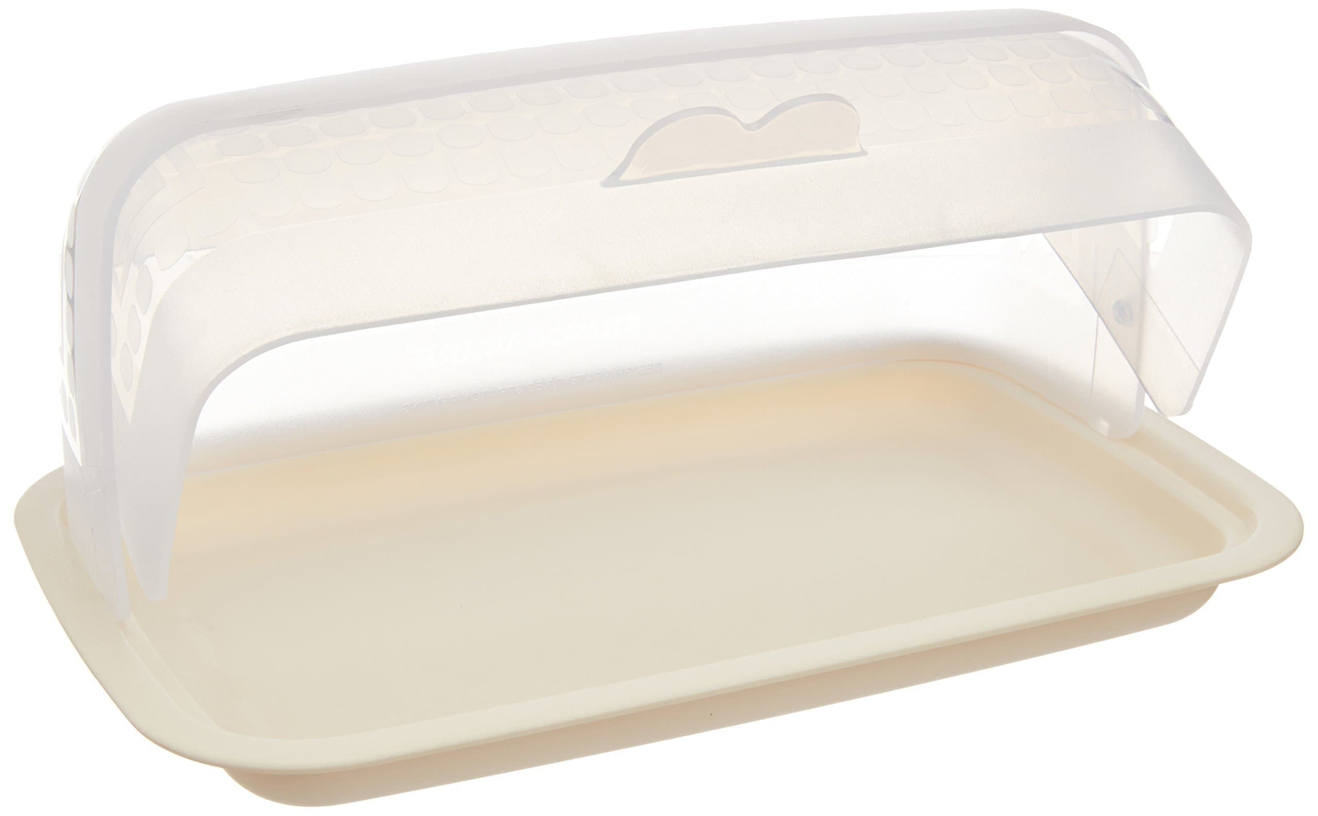 Signoraware Big Bread Box with Moving Lid | Semi Transparent | Food Grade BPA Free | Freezer Microwave Oven Dishwasher Safe | Breads Sandwich cakes ( Off White | LxWxH-31.5X20.6X15 Centimetres)