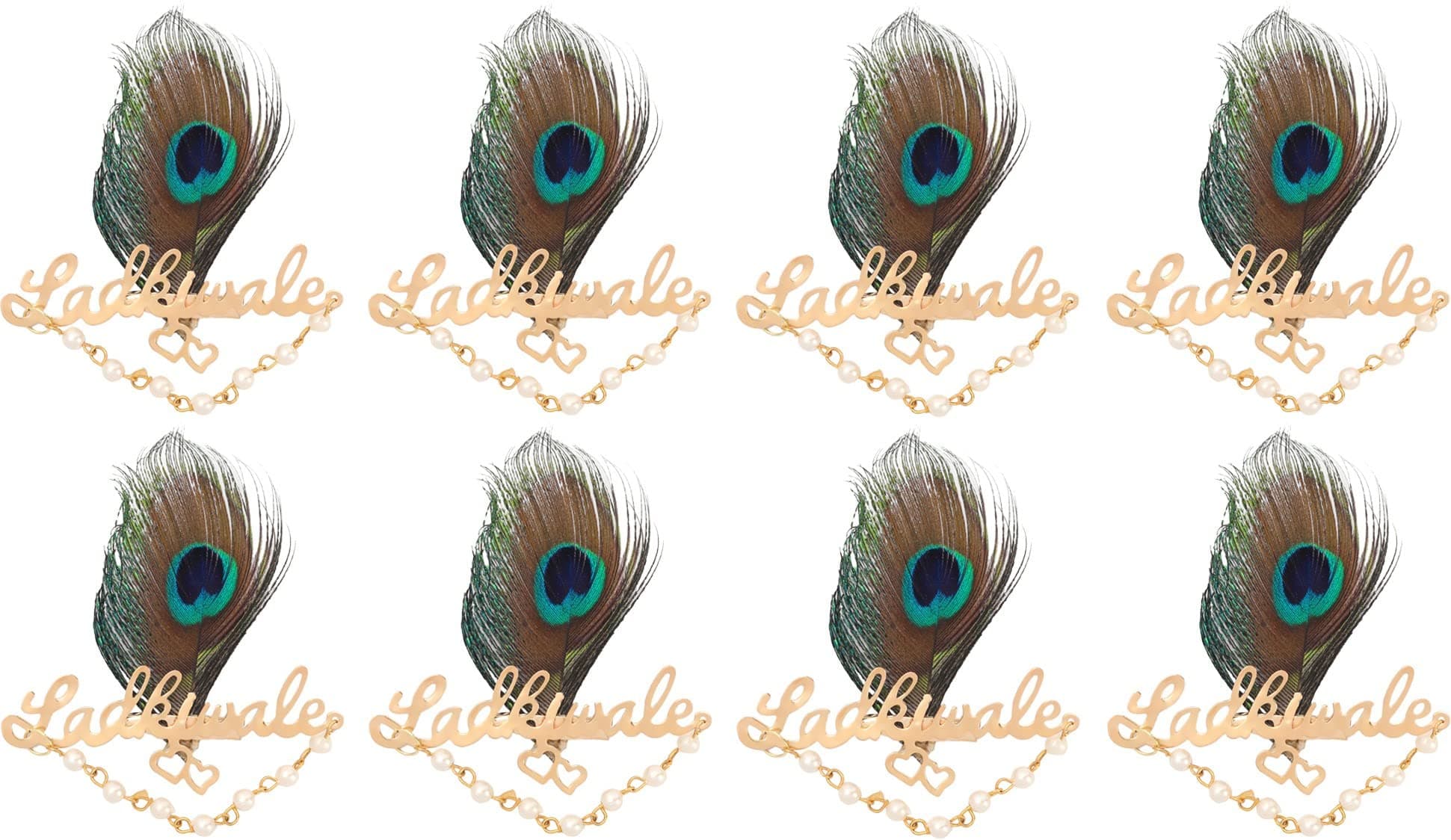 Eyesphilic Gold Plated Ladkiwale Brouch/Brooch Pin with Peacock Feather for Marriage & Engagement