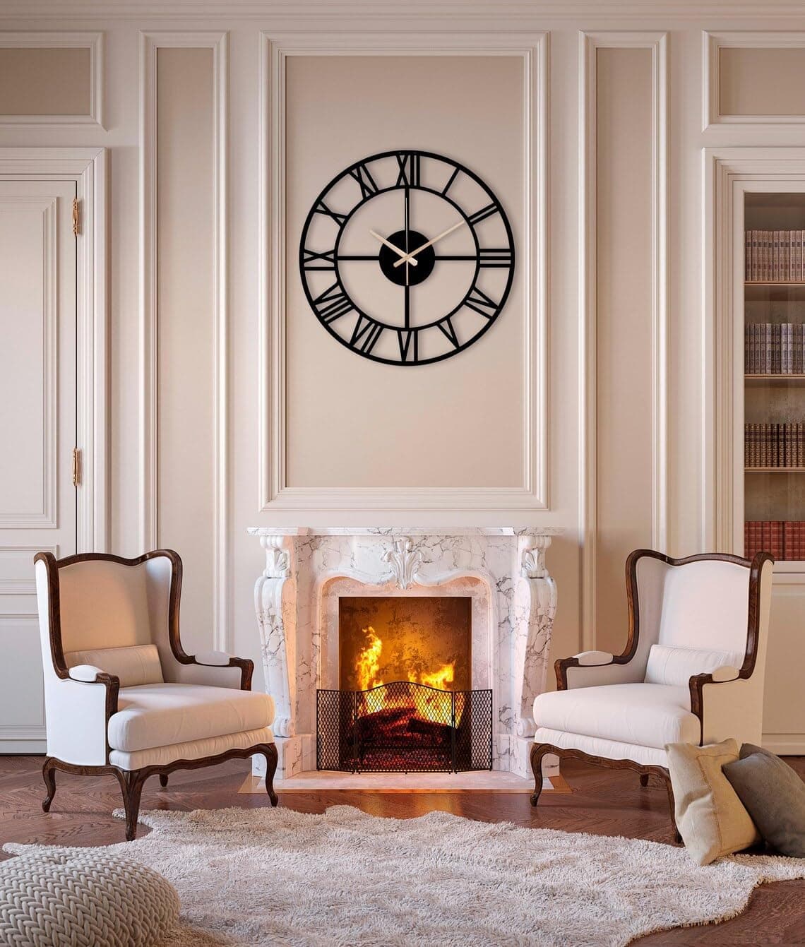 AVVIC MART Stylish Metal Analog for Living Room, Bedroom, Office, Kitchen, Home and Hall | Antique Fancy Big Size Modern Wall Watch for Home Decor