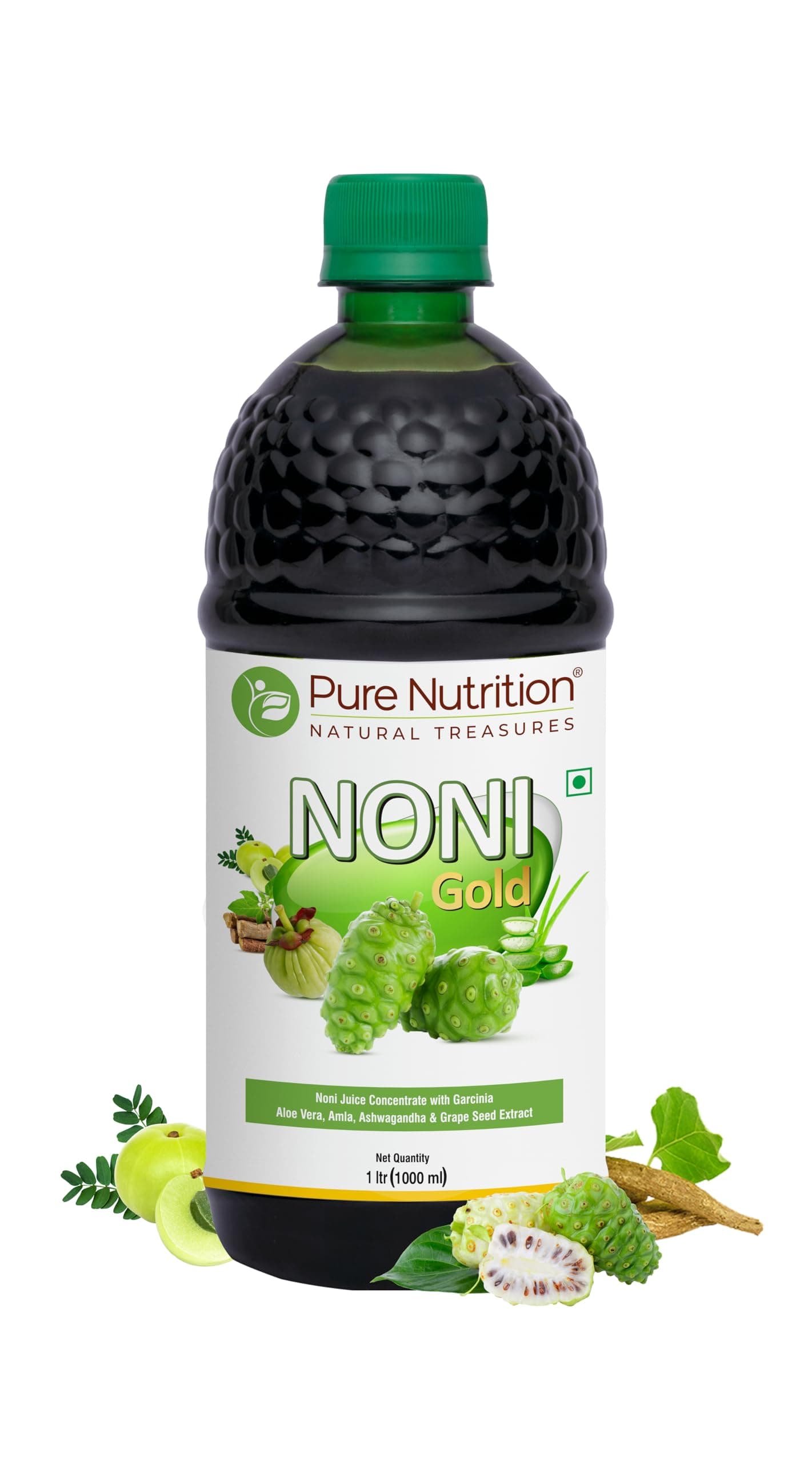 Pure Nutrition Noni Gold Detox Juice 1L | Body Detox Drinks for Cleansing Body With Garcinia, Aloe Vera, Amla, Ashwagandha & Grape Seed Extract | Supports Diabetes Care, Digestion, Immunity & Skin Health