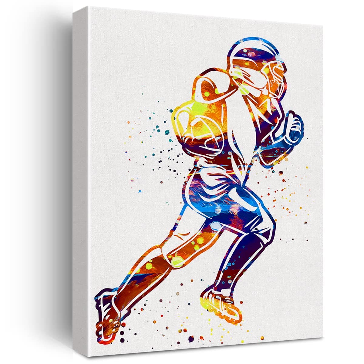 Football Player Watercolor Wall Art Football Man Canvas Painting Prints for Home Office Wall Decor Framed Sports Artwork Gifts(12x15")