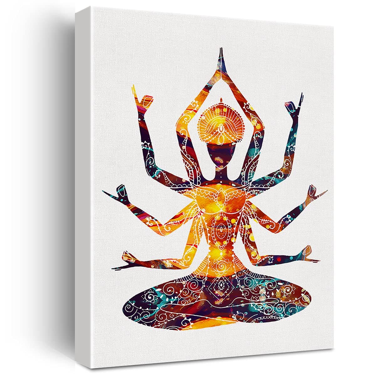 Kali Goddess Wall Decor Indian Mother Shiva Spiritual Yoga Mantra Canvas Painting Prints for Home Living Room Wall Decor Framed Buddhist Artwork Gifts(12x15 Inch)