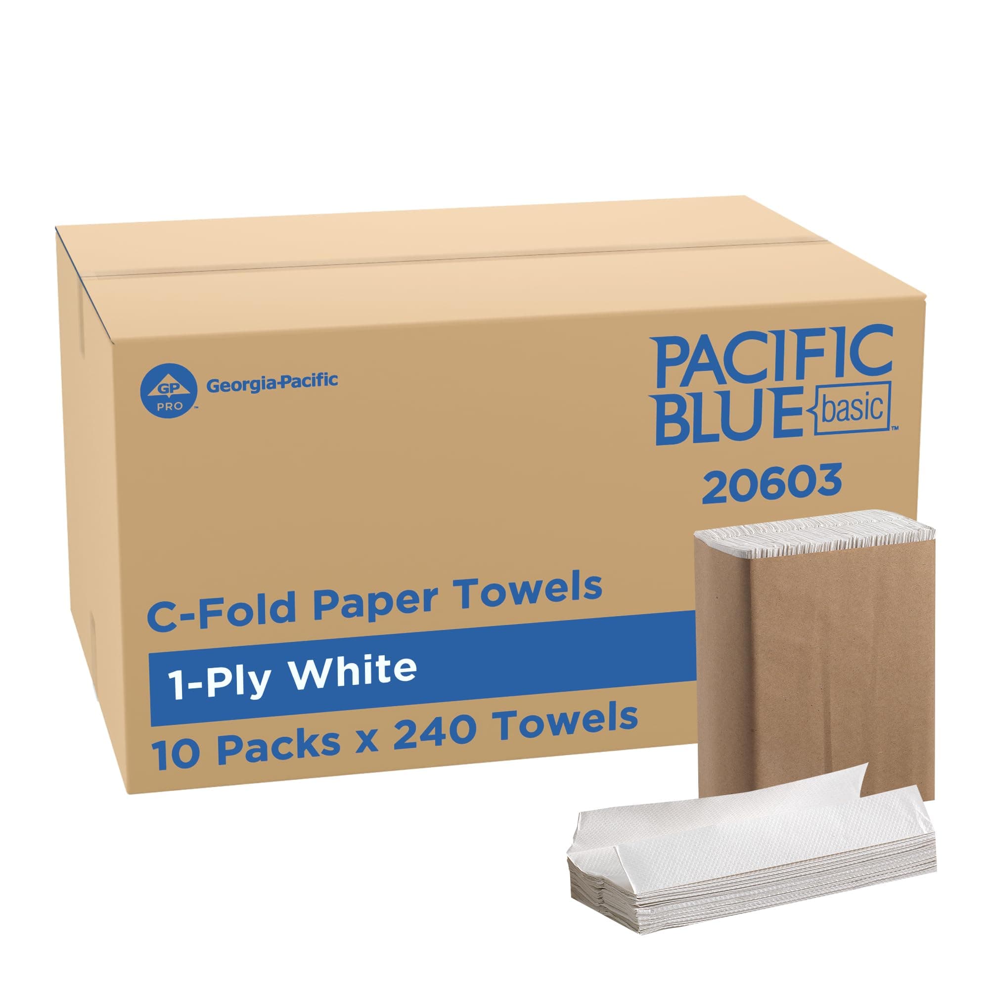 Georgia-Pacific Acclaim 20603 White C-Fold Paper Towel, 13.2" Length x 10.1" Width (10 Packs of 240)