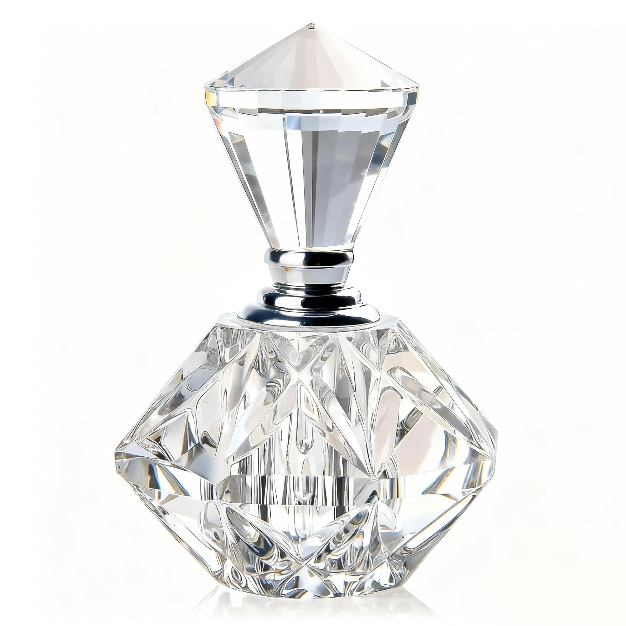 H&D Clear Carved Crystal Empty Mini Refillable Perfume Bottle