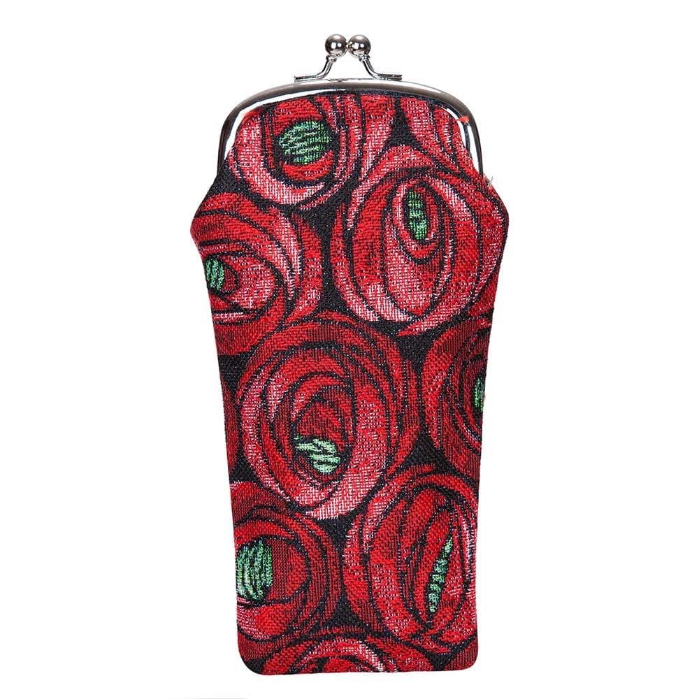 Mackintosh Rose and Teardrop Glass Pouch Bag by Signare | Designer Stylish Art Floral Eyeglasses Sunglasses Bag | 11x20x1 cm | (GPCH-RMTD)