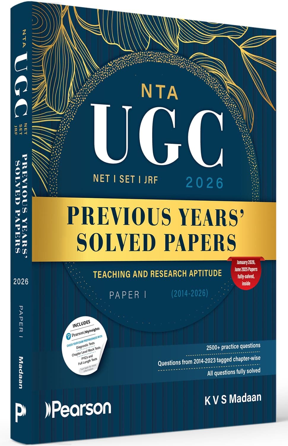 Pearson'26 NTA UGC NET SET,JRF Paper 1 Previous Years' Solved Papers-2014 to 2026 (Teaching & Research Aptitude)|January 2026 & June 2025 Solved paper
