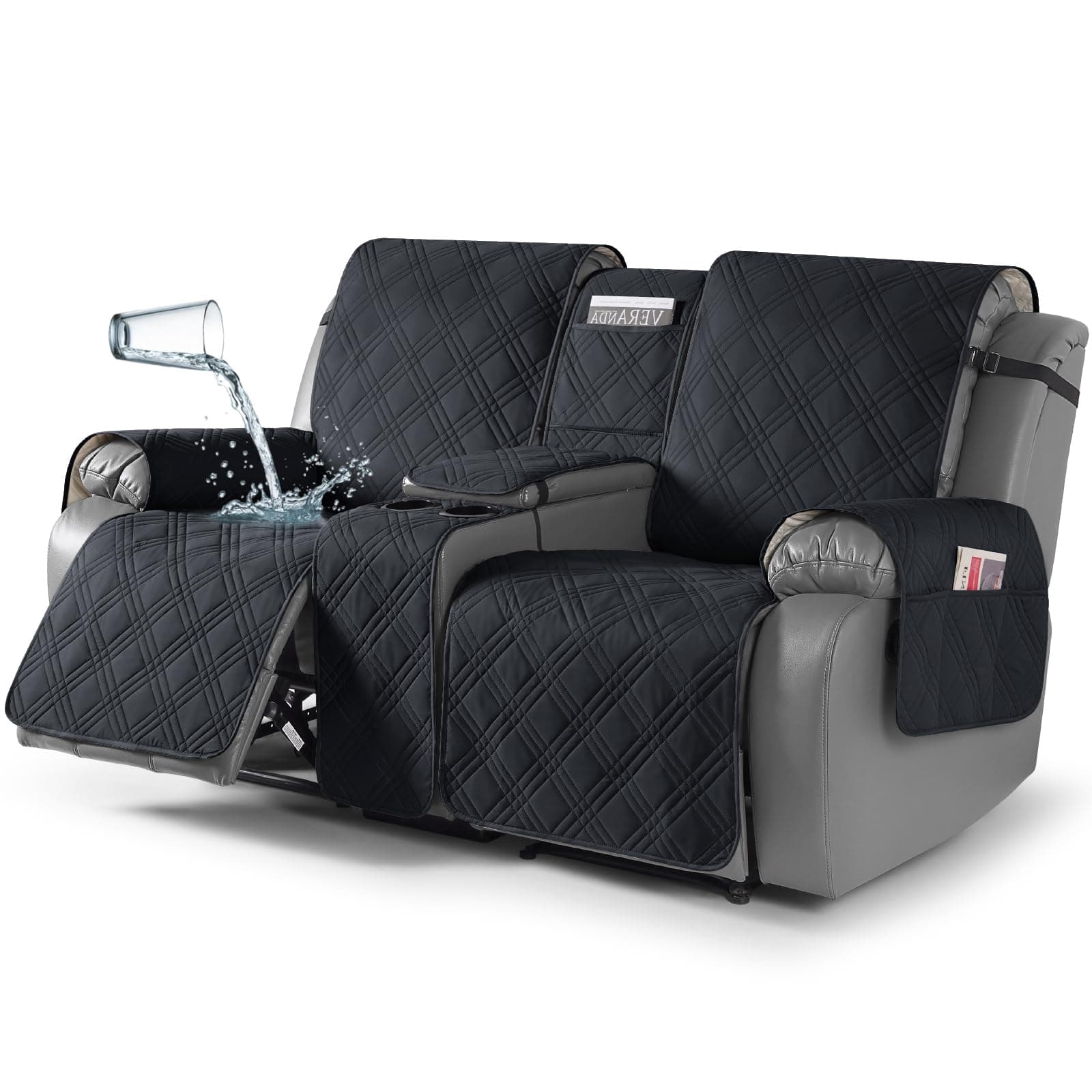 TAOCOCO Waterproof Loveseat Recliner Cover with Center Console, 2 Seater