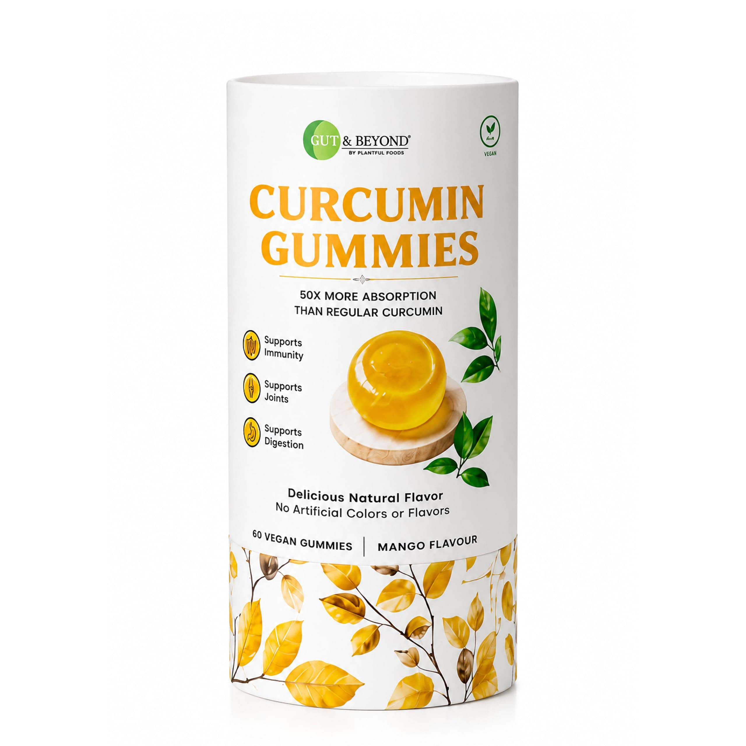 Gut and Beyond Turmeric Curcumin Gummies 60 Count | 95% Curcuminoids for Maximum Bioavailability | Anti-Inflammatory Support | Joint, Liver, Skin and Brain Health | Mango Flavour