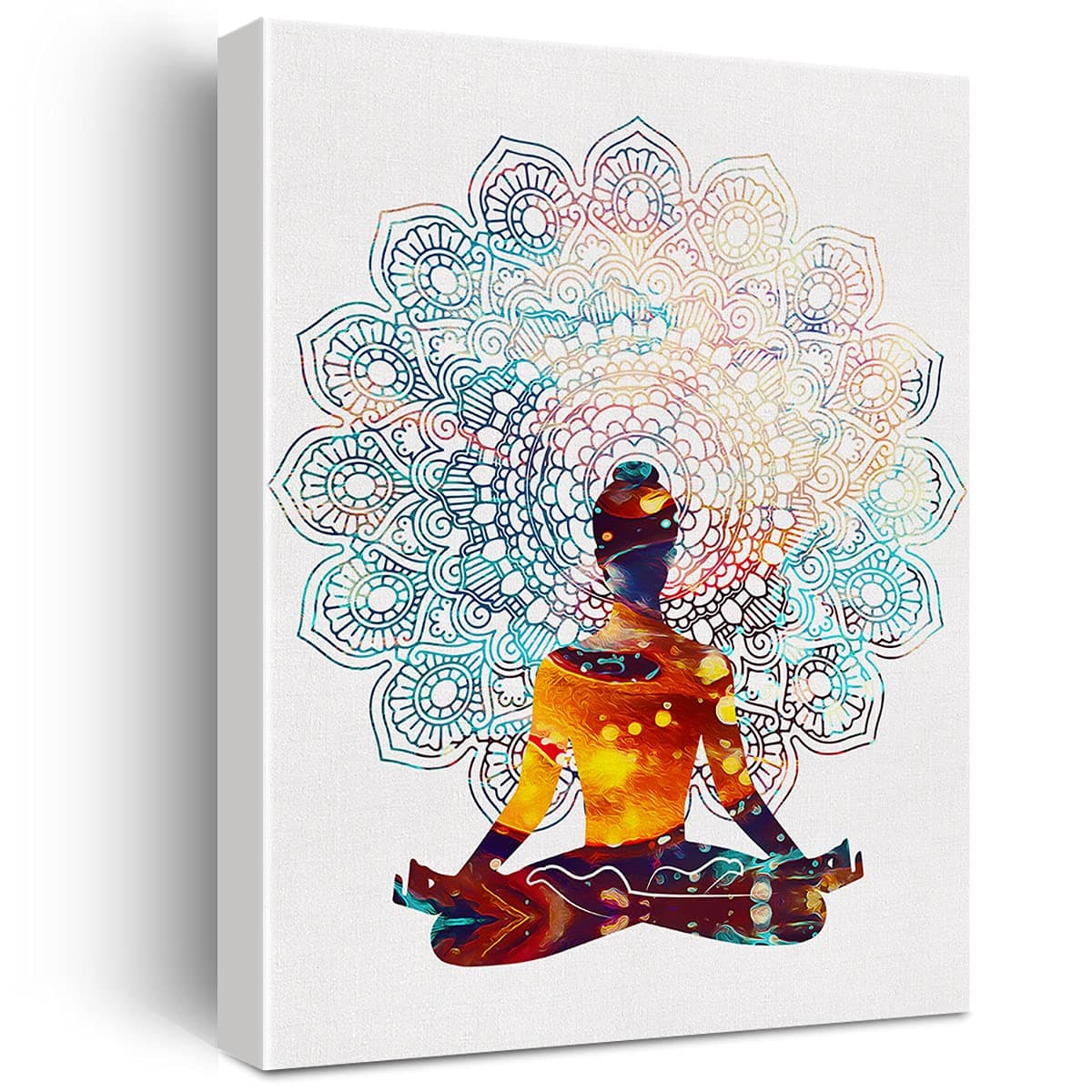 Watercolor Buddhism Art Spiritual Yoga Mantra Canvas Painting Prints for Home Living Room Wall Decor Framed Buddhist Artwork Gifts(12x15 Inch)