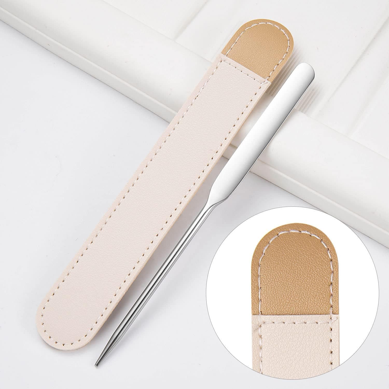 INOG Picasso Korean Makeup Spatula, Foundation Spatula Korean, Spatula For Makeup, Korean Foundation Spatula Eye Shadow Eyelash Nail Art Spatula (Spatula/Palette+Powder Puff),1 Count
