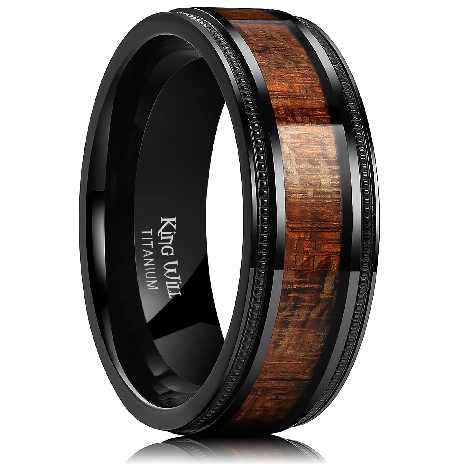 King Will Titanium Wedding Band for Men Size 6-14, 11, Titanium Wood, No Gemstone