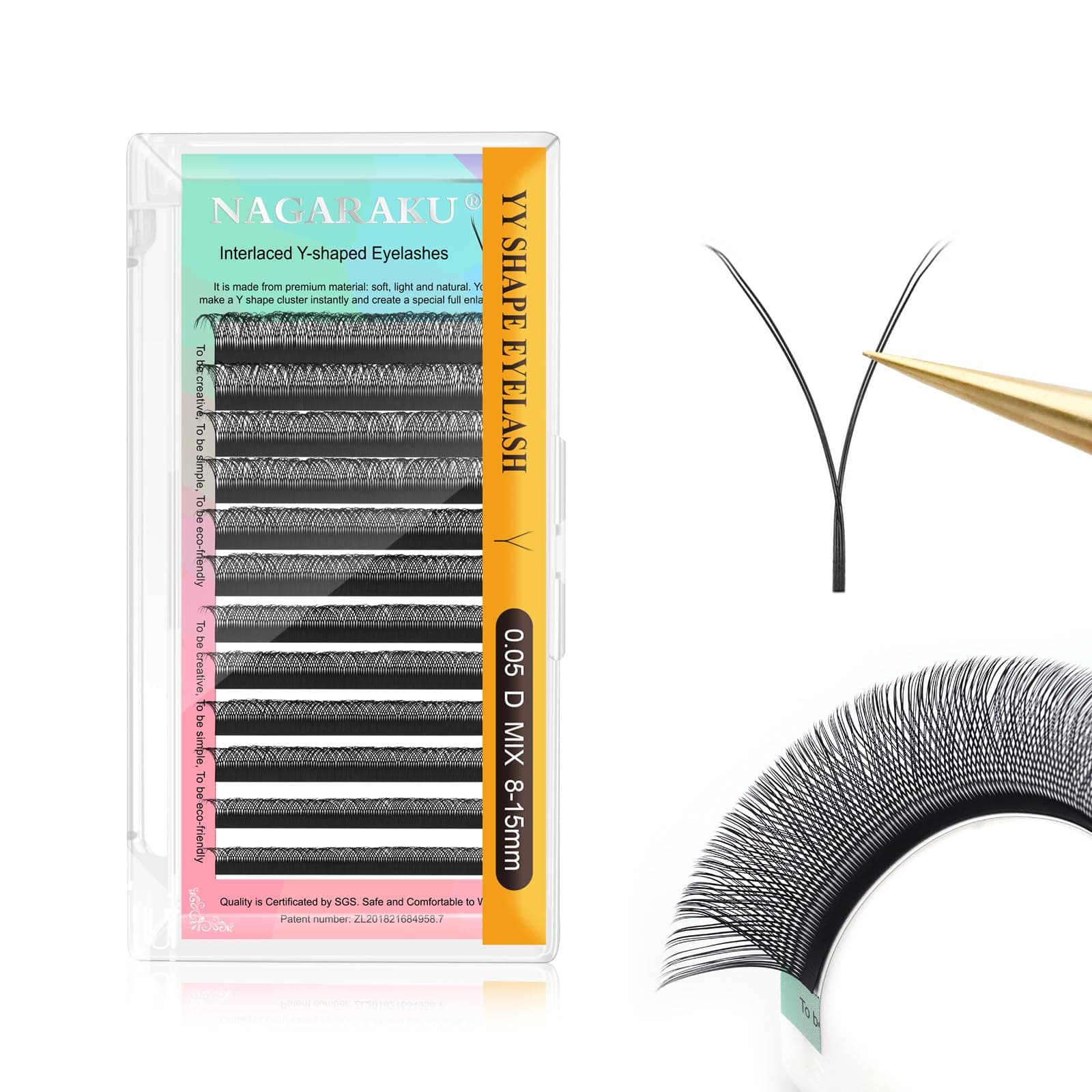 NAGARAKU yy Eyelash Extensions Supplies y lash Premade Fans 4D Russian Volume Y Shape Matte 12 rows Cluster pre Fanned Wispies Crisscross Eye Lashes (8-15mm, 0.05 D)