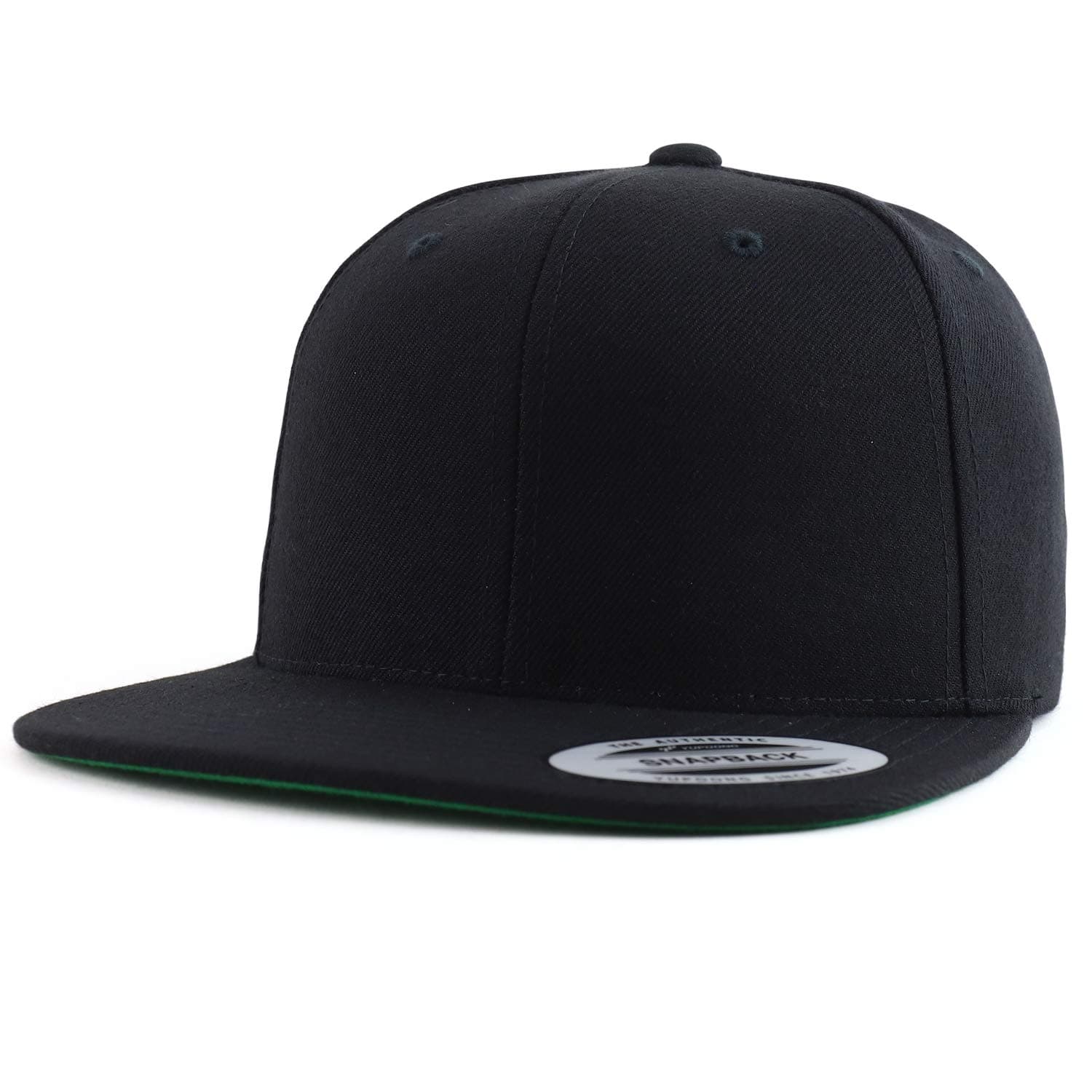 Armycrew Oversize XXL Structured Blank Flatbill Snapback Cap - Black - 2XL