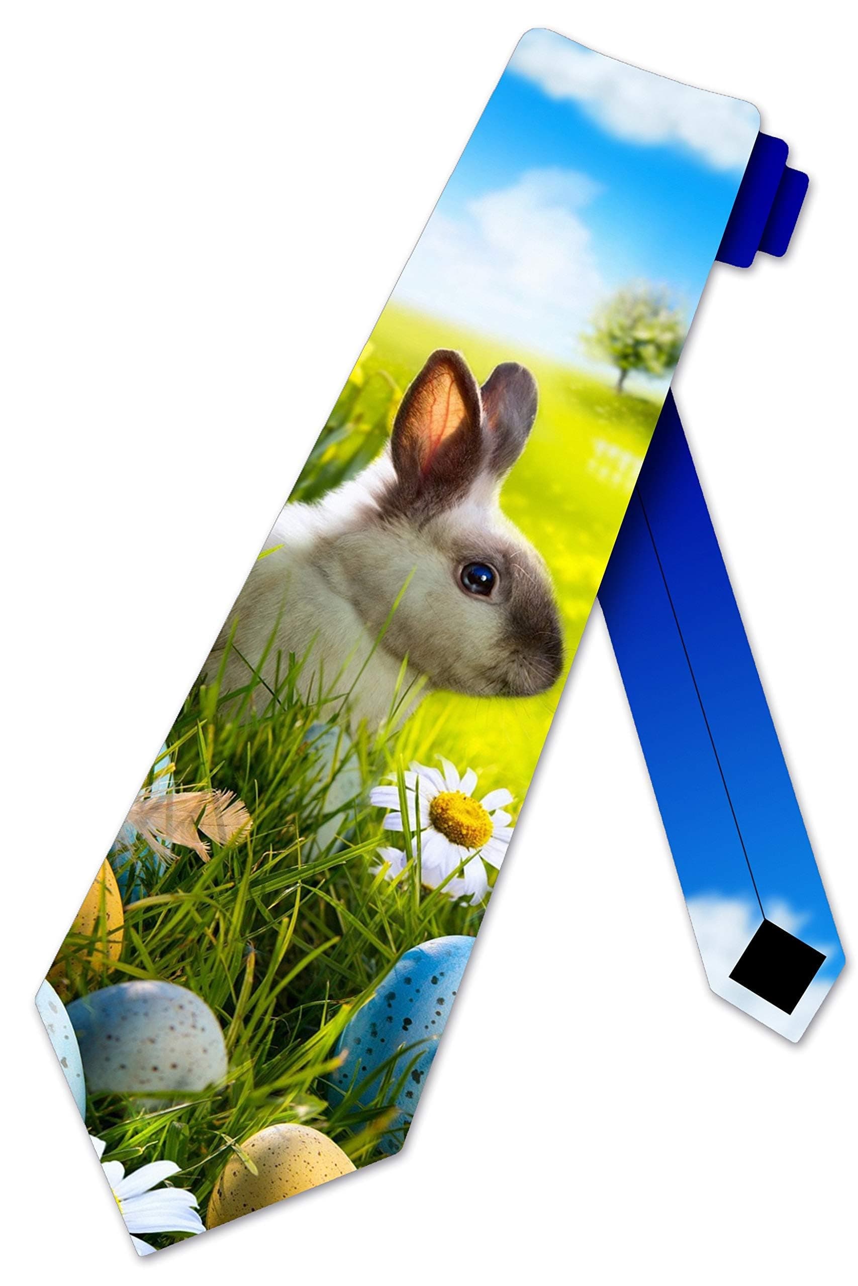 Three Rooker Easter Ties Mens Easter Bunny Necktie, Blue, One Size